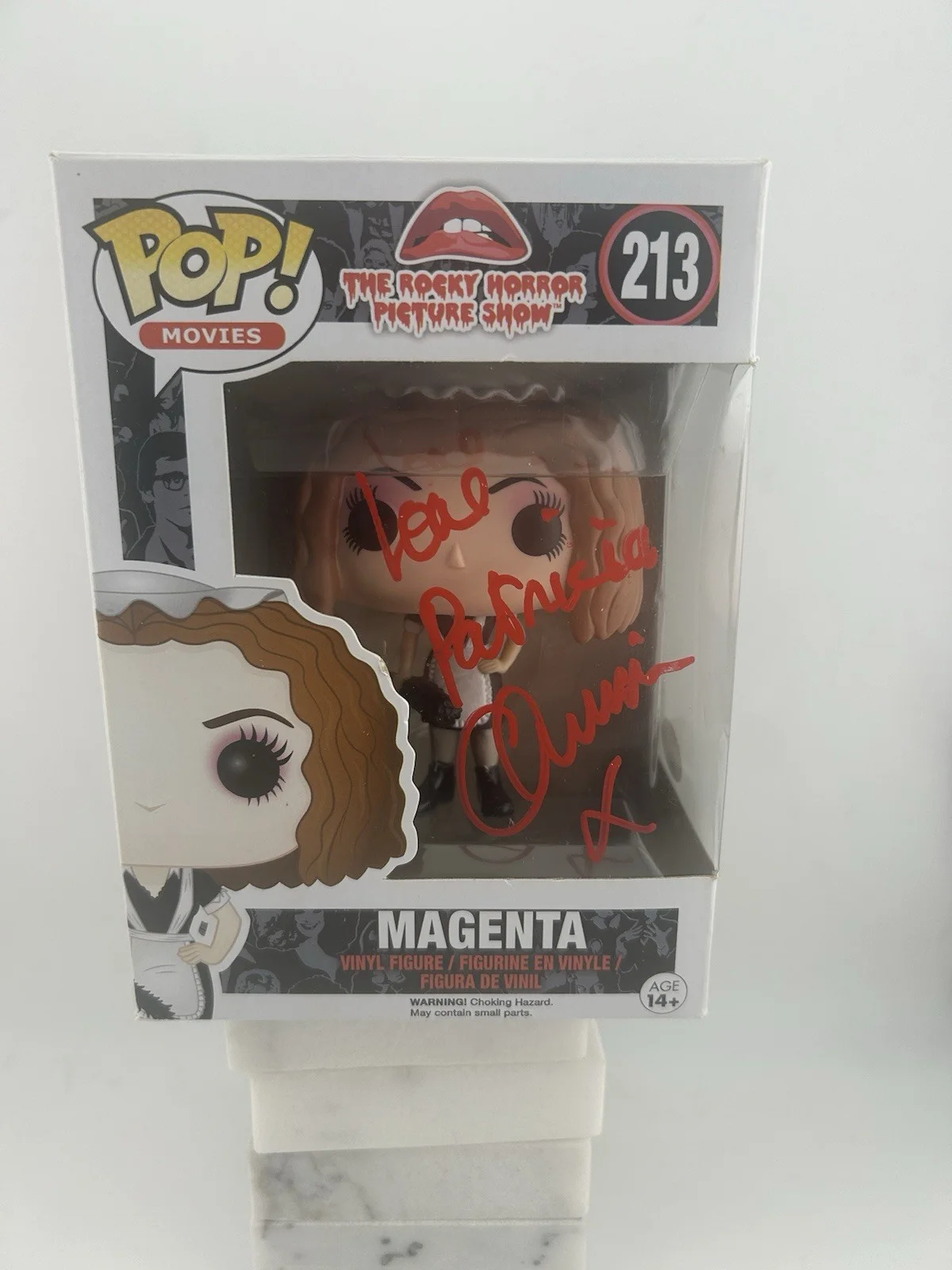 PATRICIA QUINN — PATRICIA QUINN SIGNED Funko Pop Rocky Horror Picture Show AUTOGRAPH MAGENTA 213