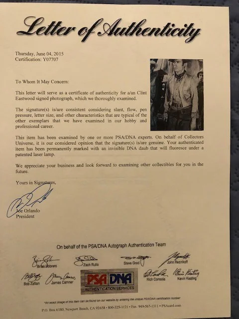 CLINT EASTWOOD SIGNED 11 X 14 PICTURE LOA PSA/DNA, изображение 3