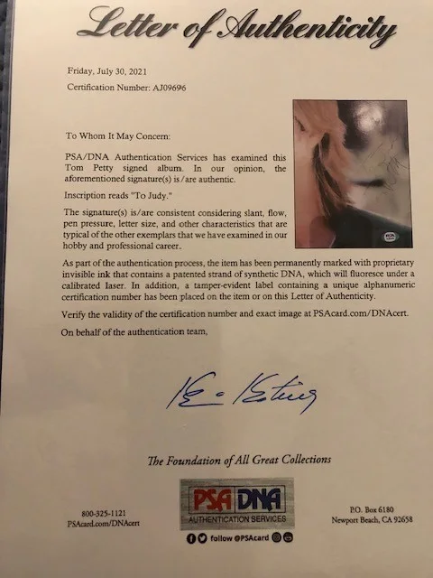 TOM PETTY SIGNED ALBUM LOA PSA/DNA, image 3