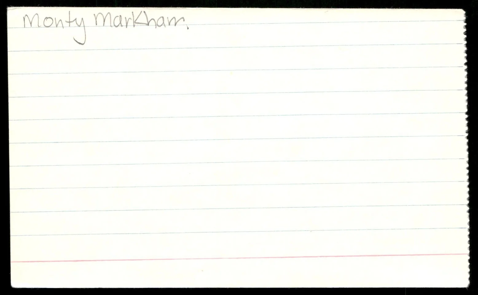 Actor Monty Markham Signed Index Card Auto -Rare Vintage Autograph, изображение 2