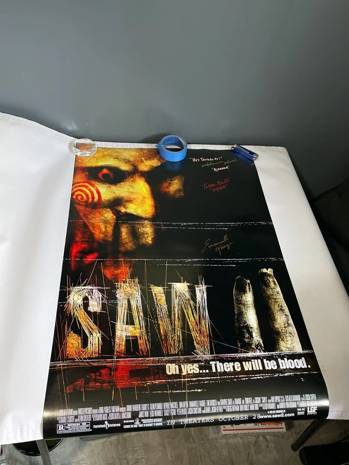 Tobin Bell — Saw II Signed Autographed 24x36" Horror Movie Poster Tobin Bell, Smith +1
