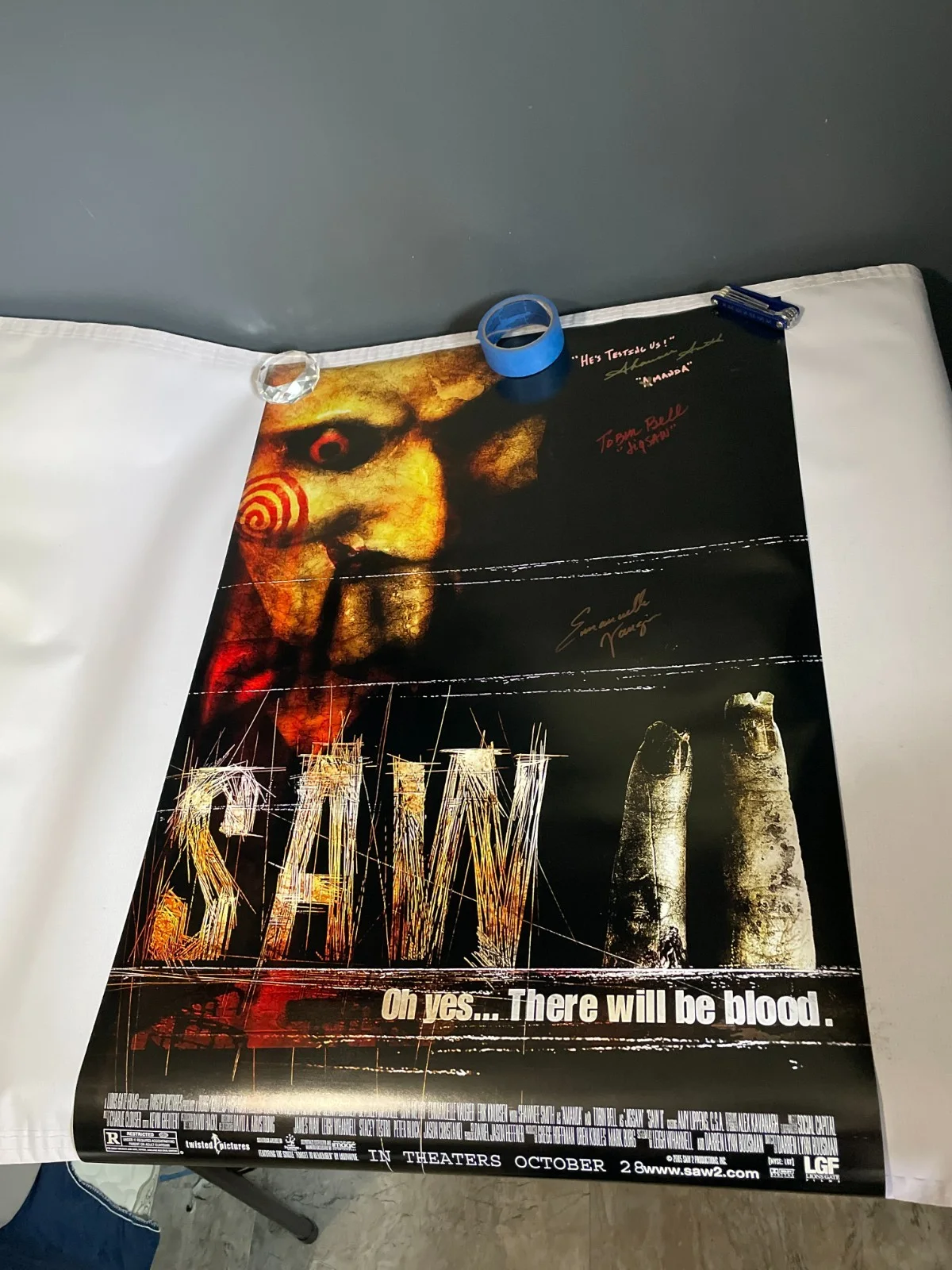 Tobin Bell — Saw II Signed Autographed 24x36" Horror Movie Poster Tobin Bell, Smith +1, image 2