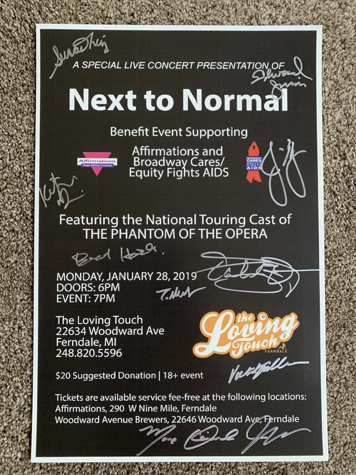 Lot of 2 Phantom The Opera Original Signed Touring Cast Poster 12x18 2017 2019, image 2