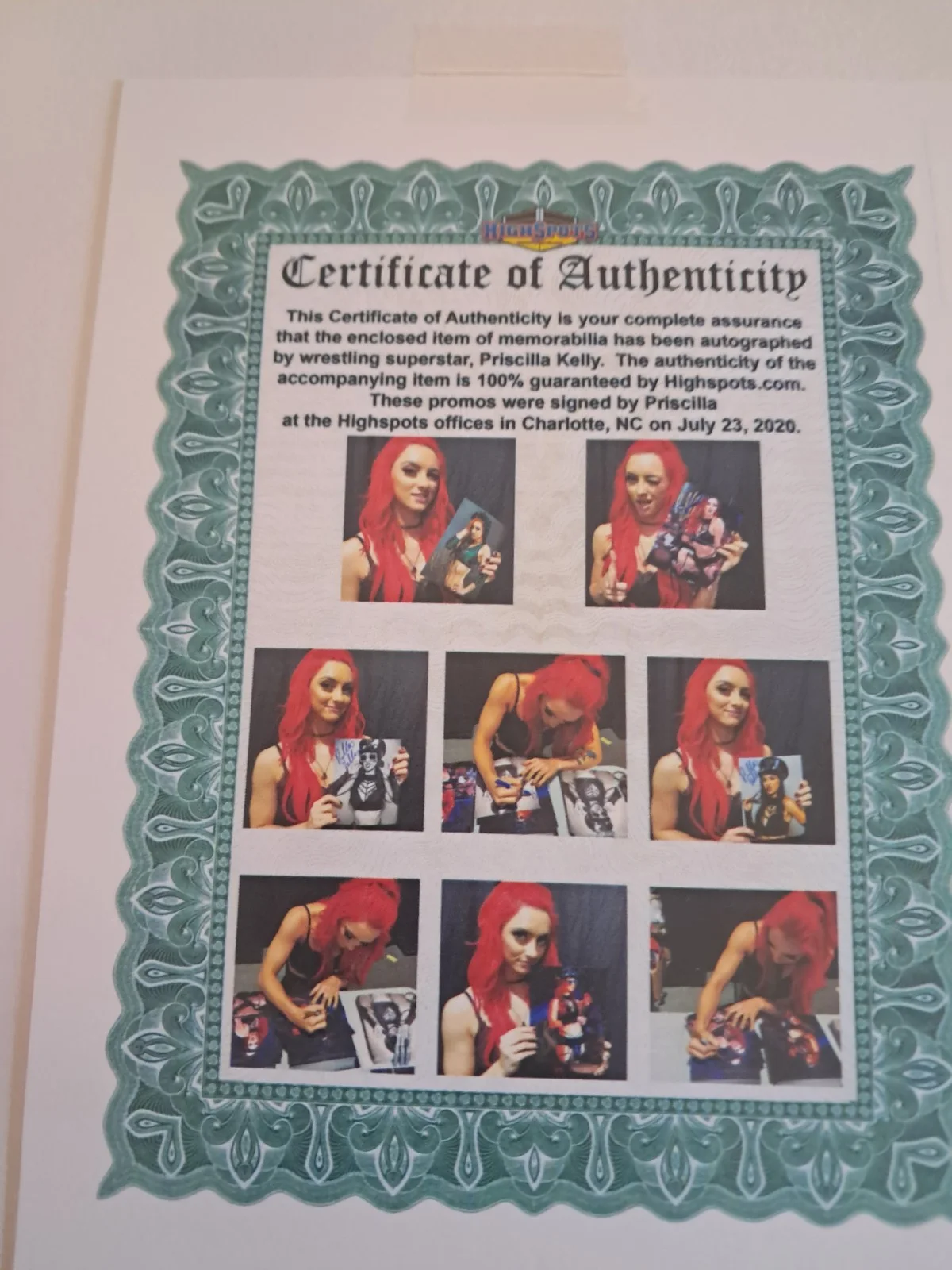 Priscilla Kelly AUTOGRAPHED 8X10 PHOTO W/Highspots COA WWE AEW MLW TNA WRESTLER, изображение 3
