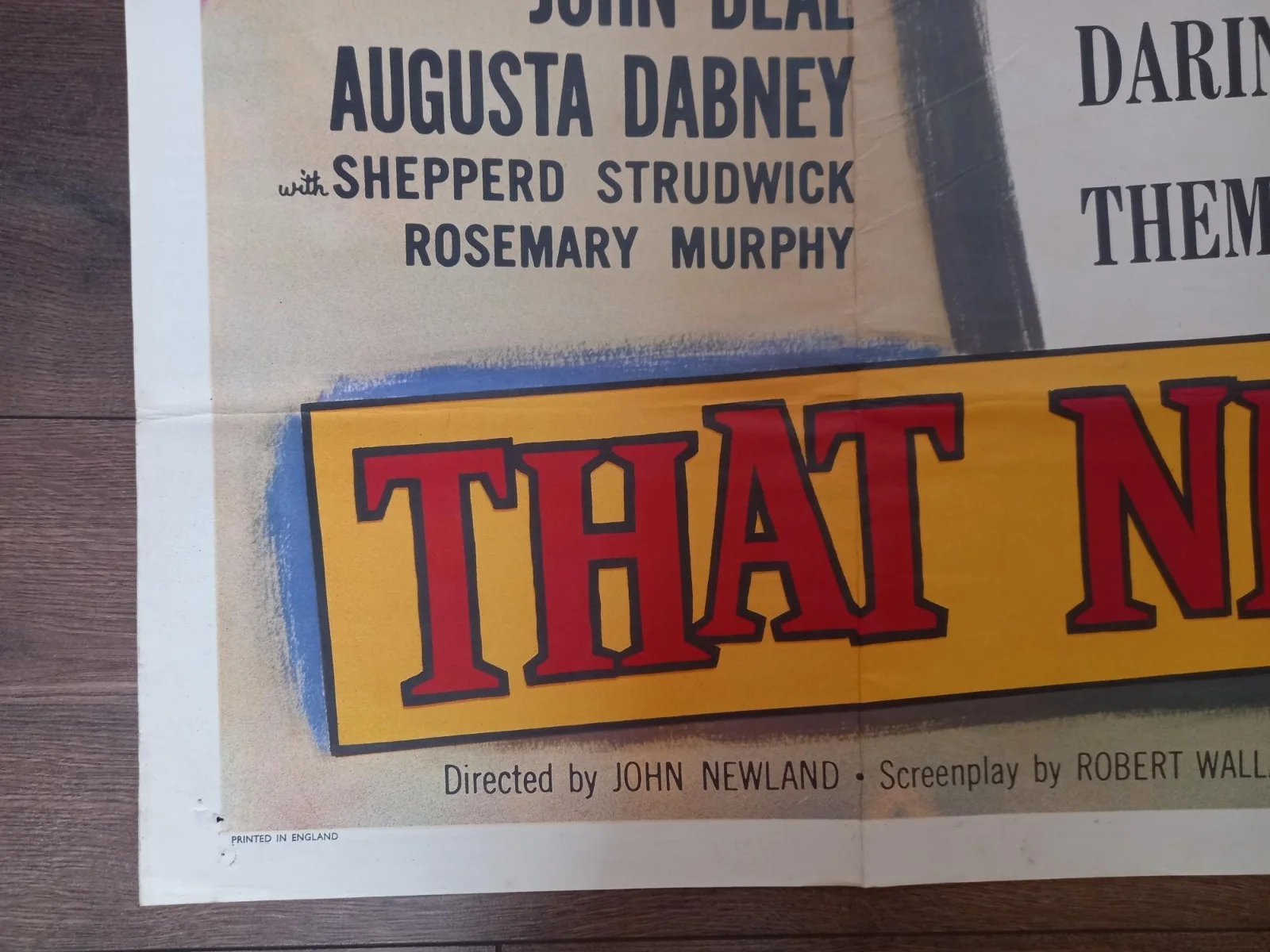 THAT NIGHT! 1957 BRITISH QUAD POSTER JOHN BEAL AUGUSTA DABNEY, image 2