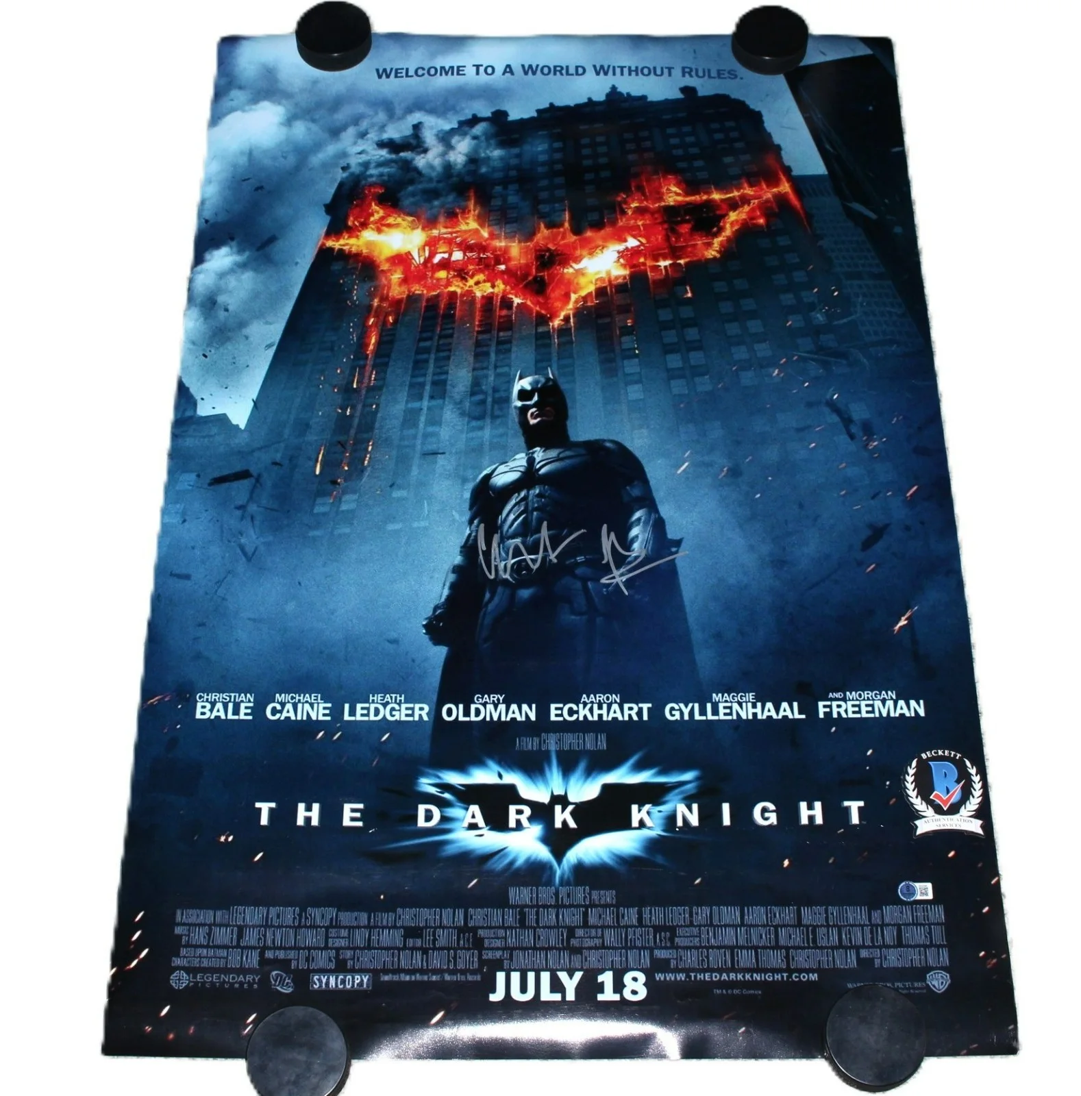 Christian Bale — CHRISTIAN BALE SIGNED THE DARK KNIGHT F/S 27x40 MOVIE POSTER BATMAN BECKETT COA, изображение 2