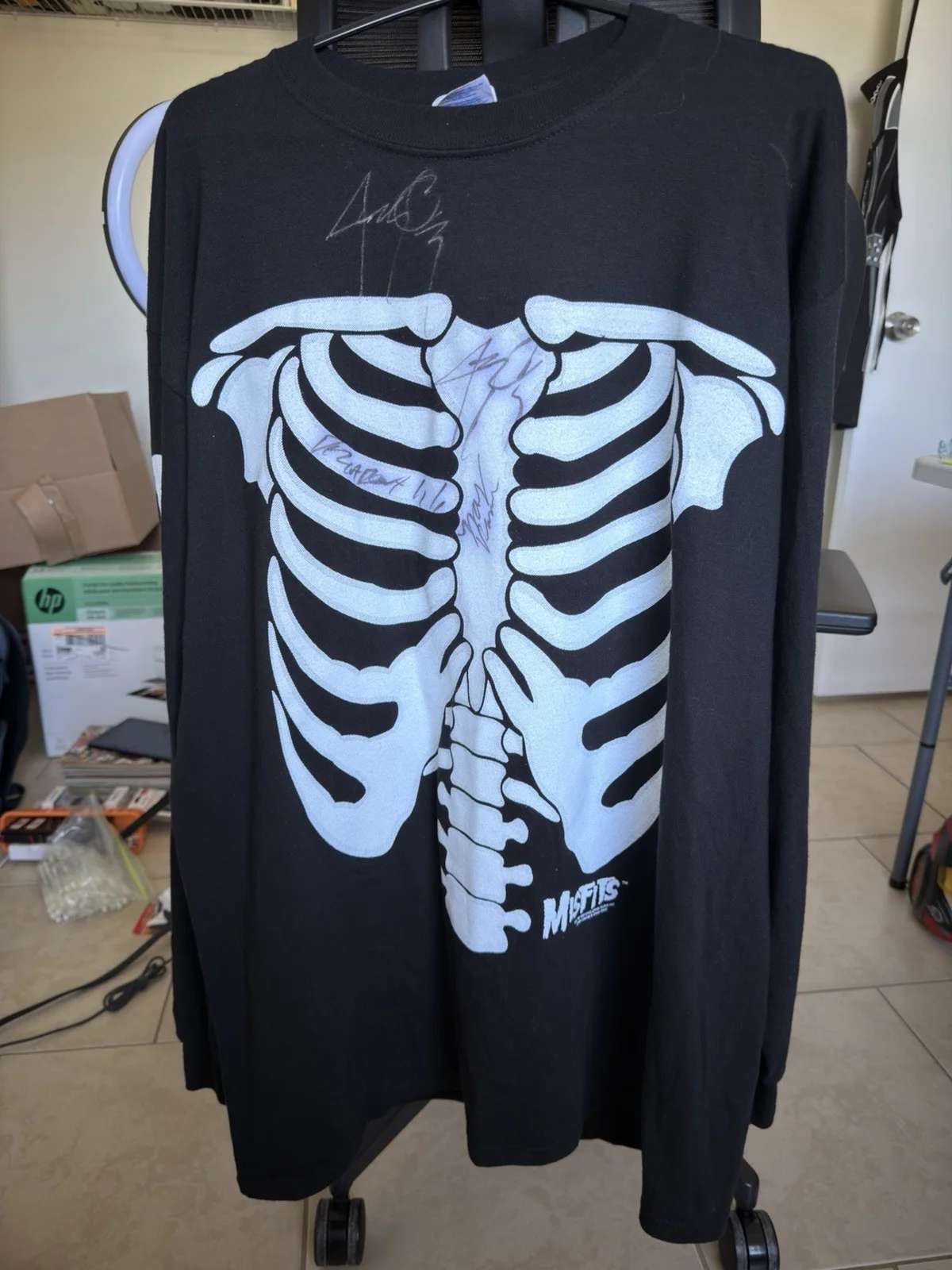 Vintage 90s Misfits Band Autographed Glow In The Dark Shirt XL READ DESCRIPTION, image 2