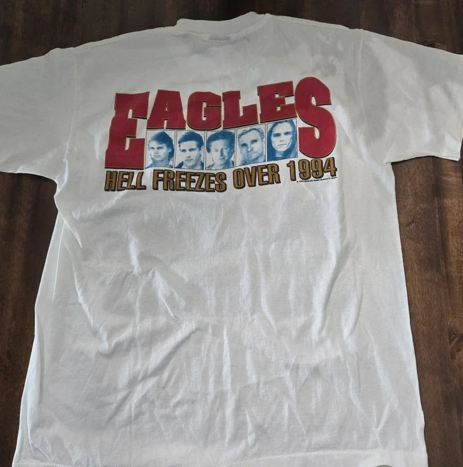 THE EAGLES FULLY SIGNED HELL FREEZES OVER T SHIRT X5 FULL COA FROM PSA INCLUDED!, изображение 4