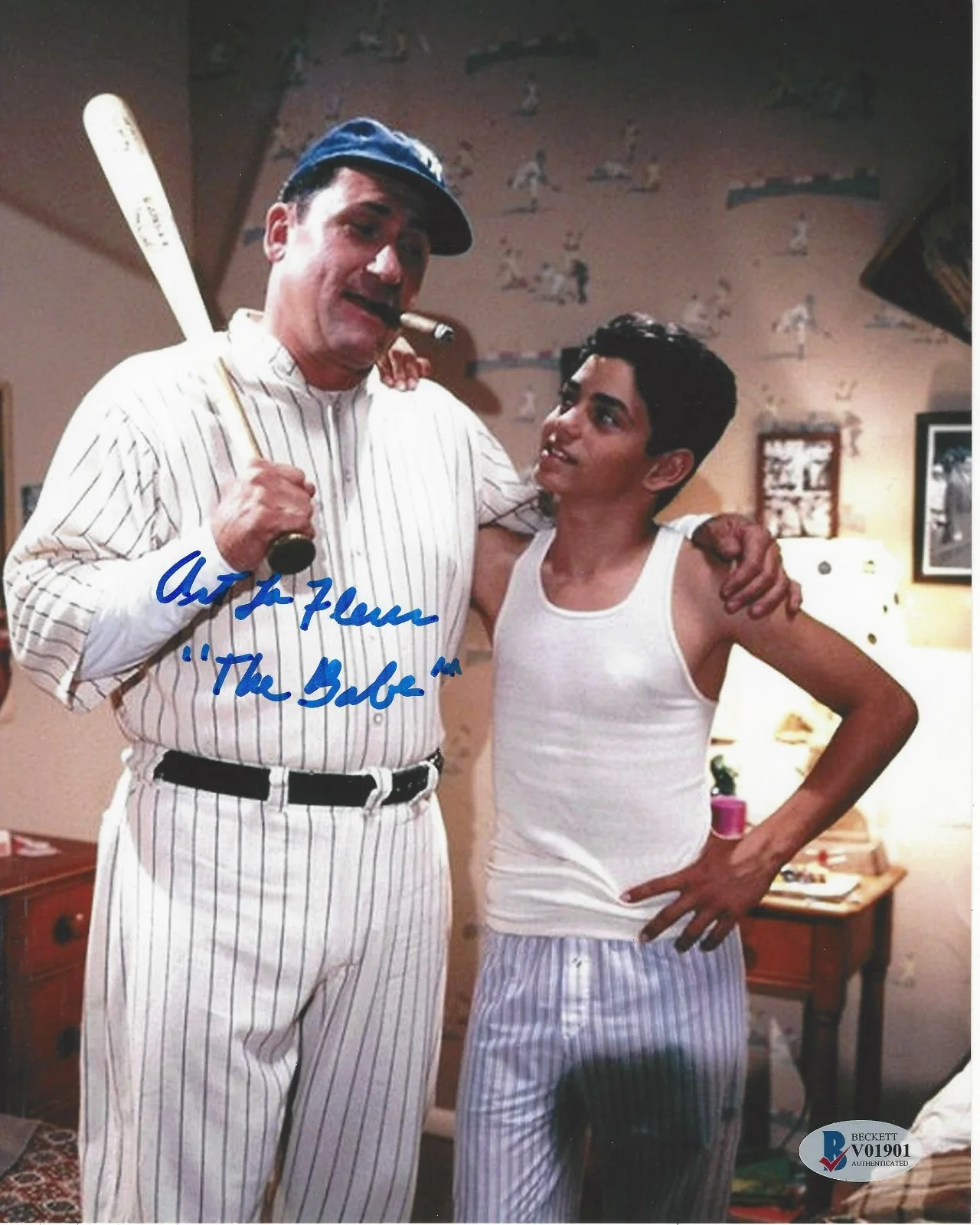 ART LAFLEUR SIGNED THE SANDLOT 'BABE RUTH' 8x10 MOVIE PHOTO 2 BECKETT COA BAS, изображение 2