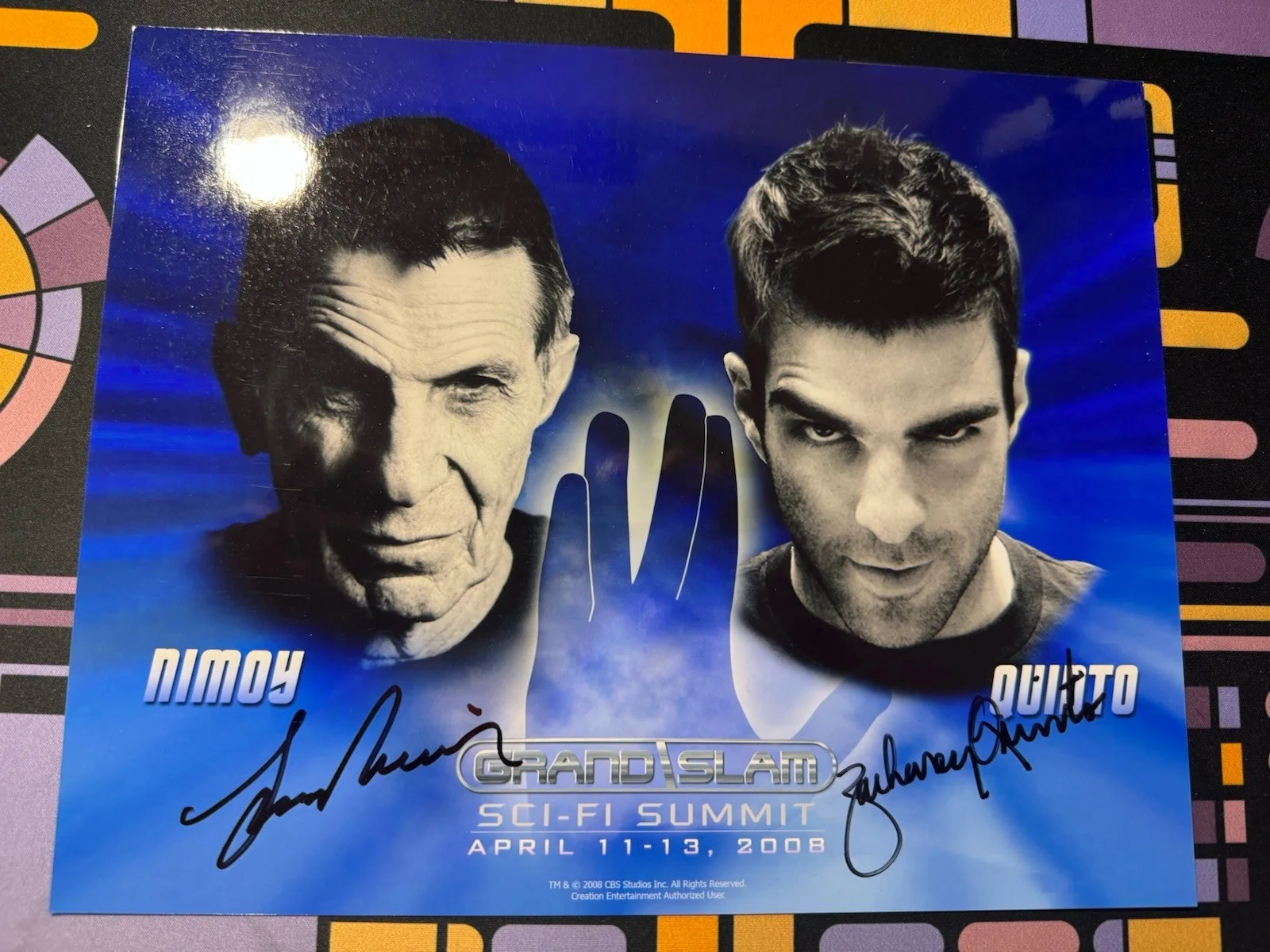 Zachary Quinto — Zachary Quinto & Leonard Nimoy Dual Spock Sci-Fi Summit “Grand Slam” Autograph