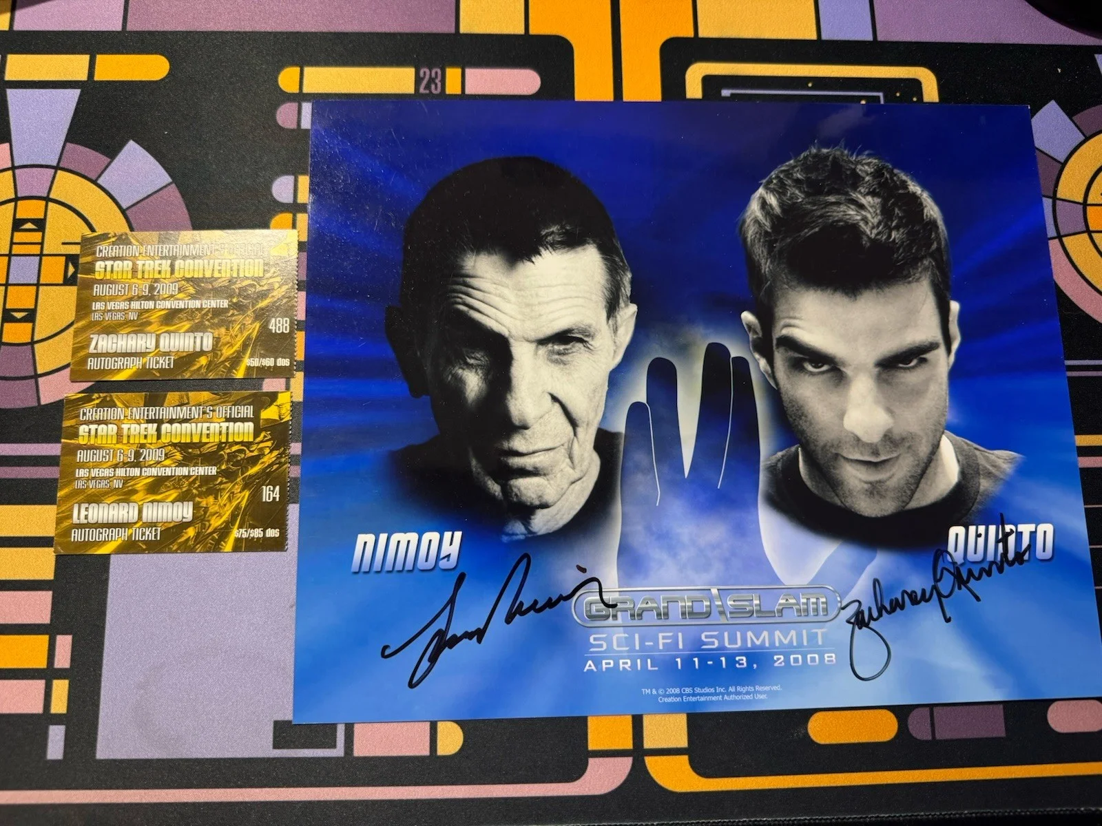 Zachary Quinto — Zachary Quinto & Leonard Nimoy Dual Spock Sci-Fi Summit “Grand Slam” Autograph, image 2