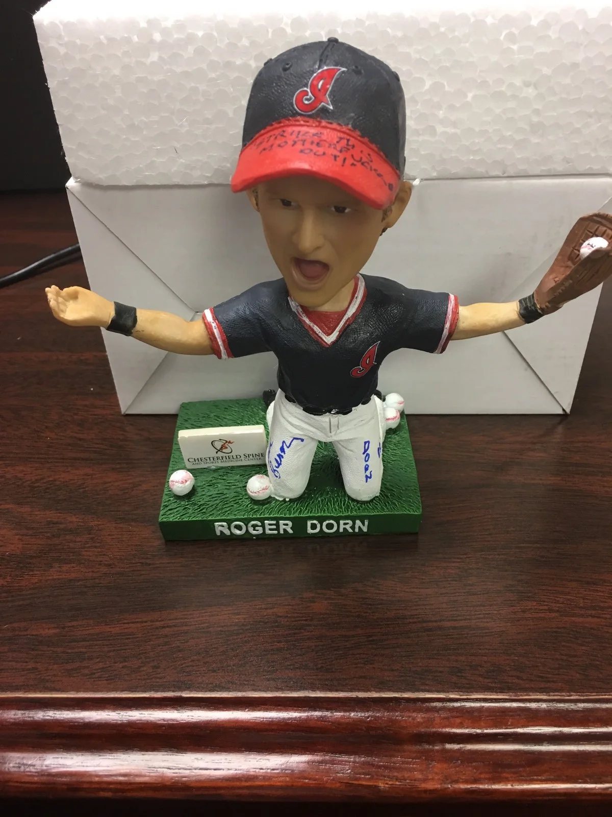 Corbin Bernson — Corbin Bernson Signed Roger Dorn Major League Bobblehead Insc Strike This MF Out, image 3