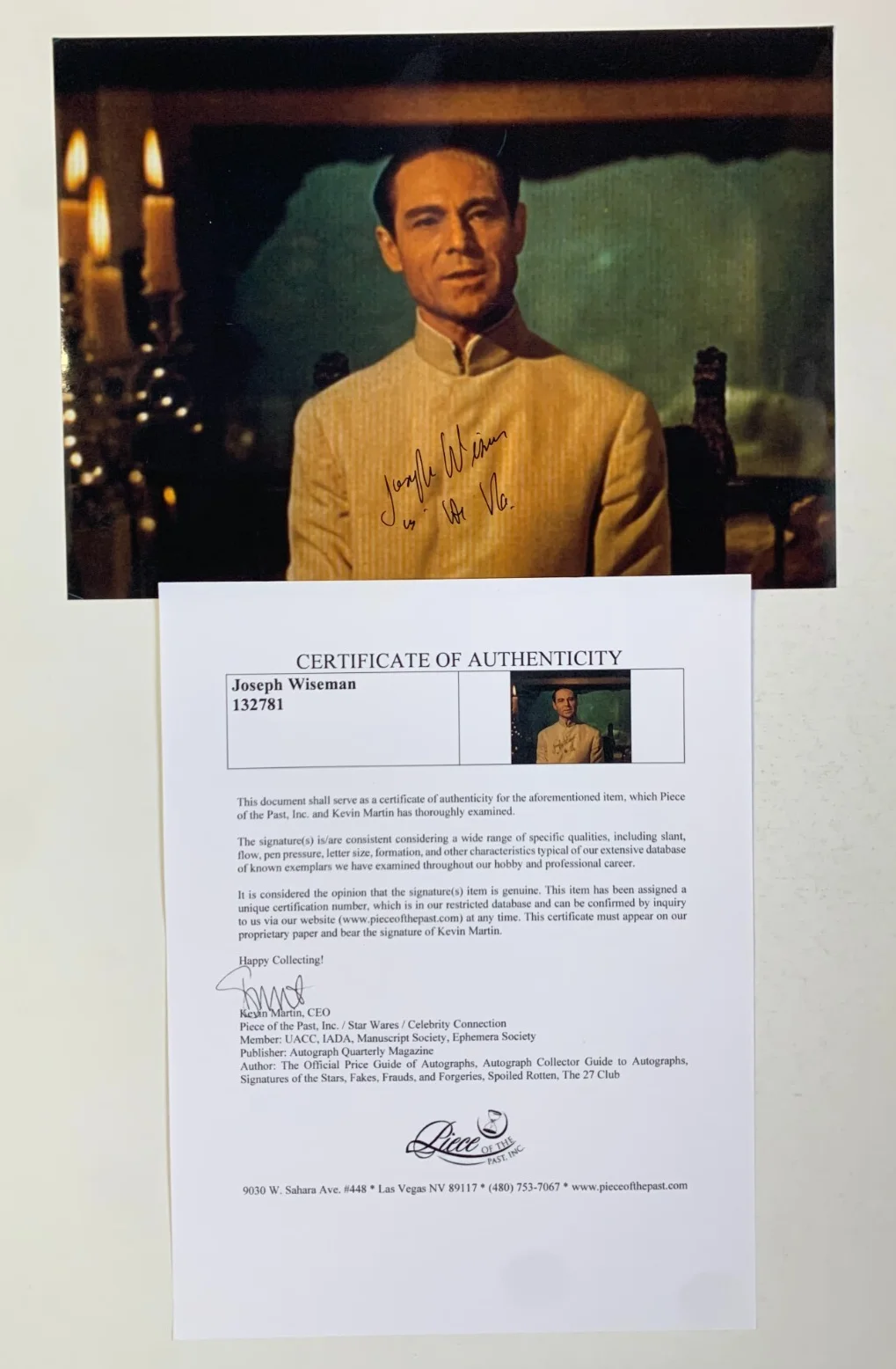 Joseph Wiseman — JOSEPH WISEMAN "Dr. NO" signed James Bond movie photo, with COA, 8x11, image 3