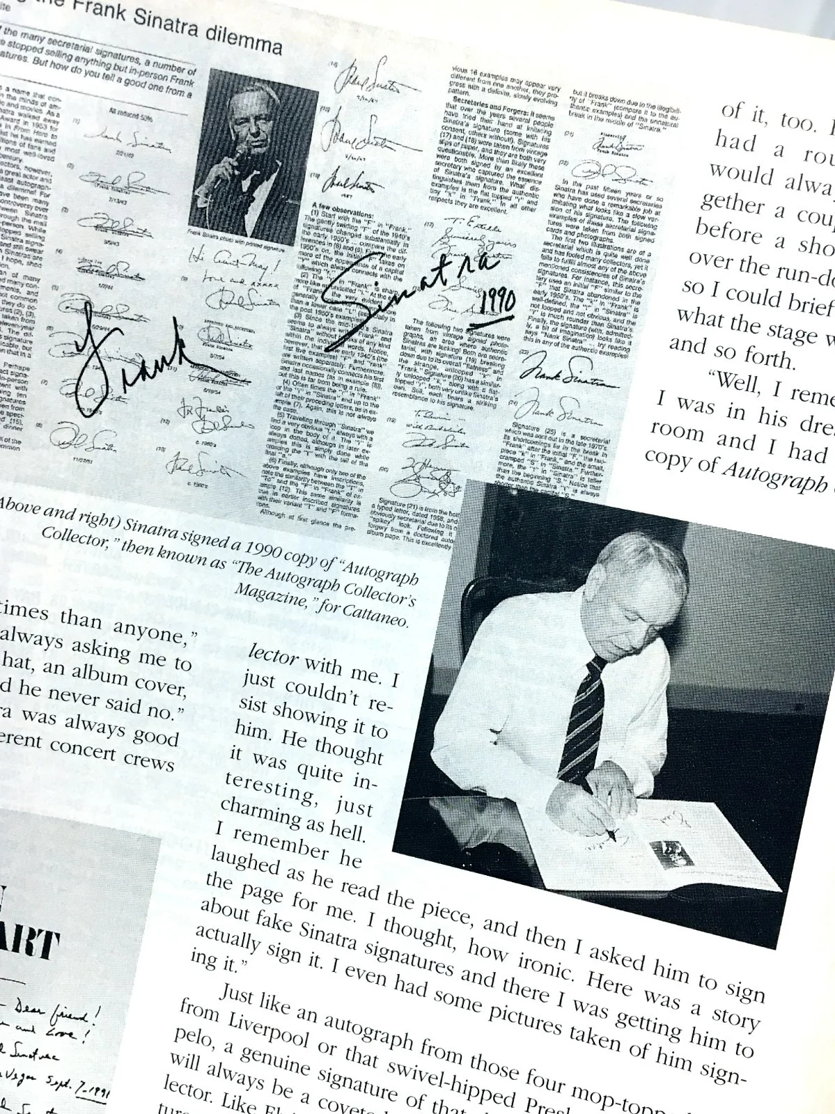 SUPERB FRANK SINATRA AUTOGRAPHED PHOTO--AUTHENTIC GEM FROM 1996-READ DESCRIPTION, image 5