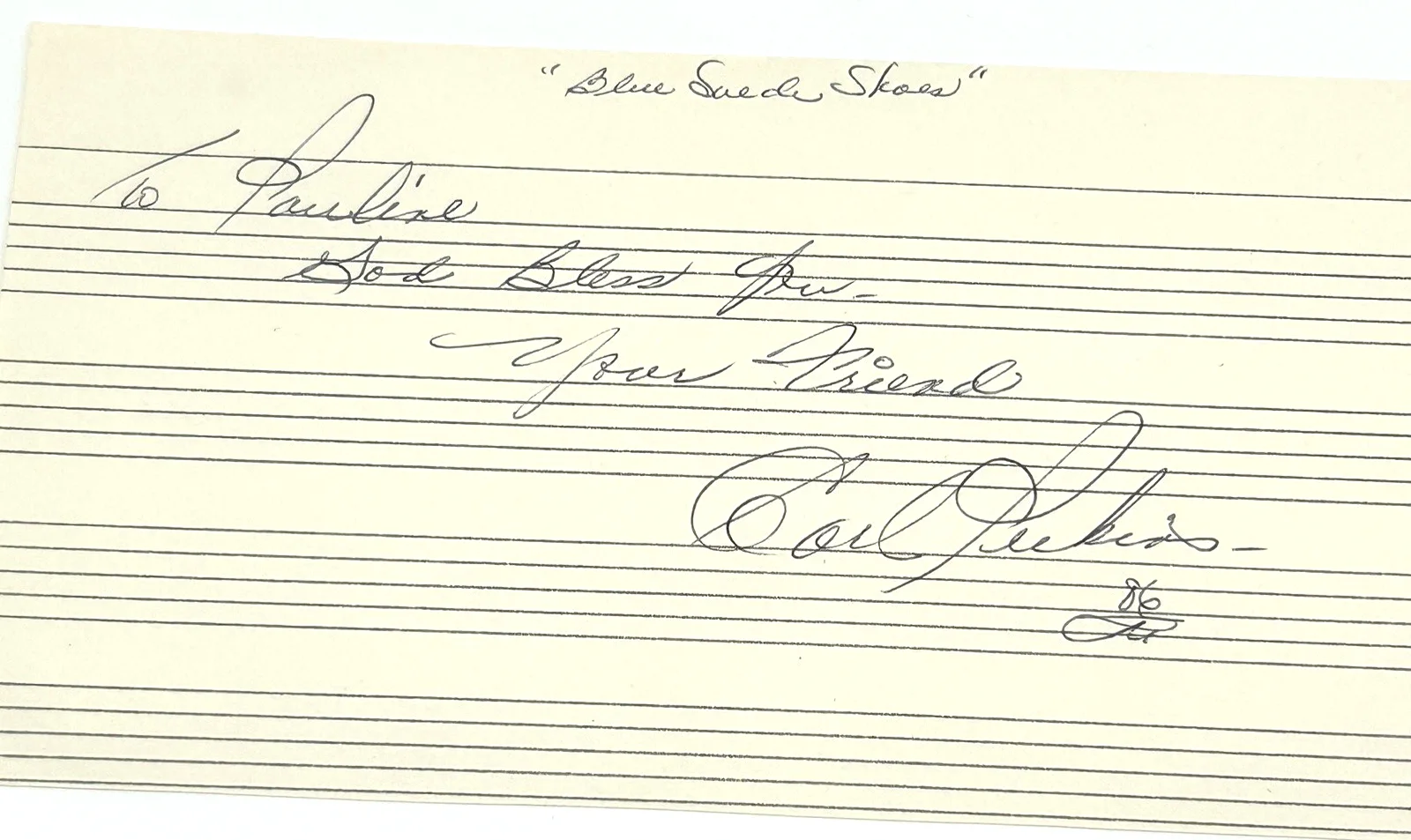 CARL PERKINS ORIGINAL SIGNED MUSIC SHEET Autograph JSA COA Rock-a-Billy Musician, image 3