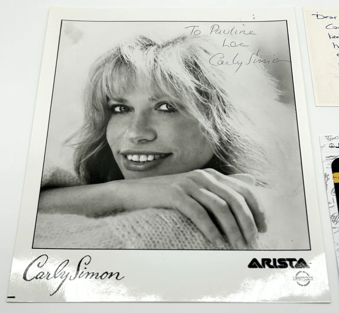 CARLY SIMON ORIGINAL SIGNED ARISTA PROMO PHOTO Autograph JSA Singer Songwriter, изображение 2