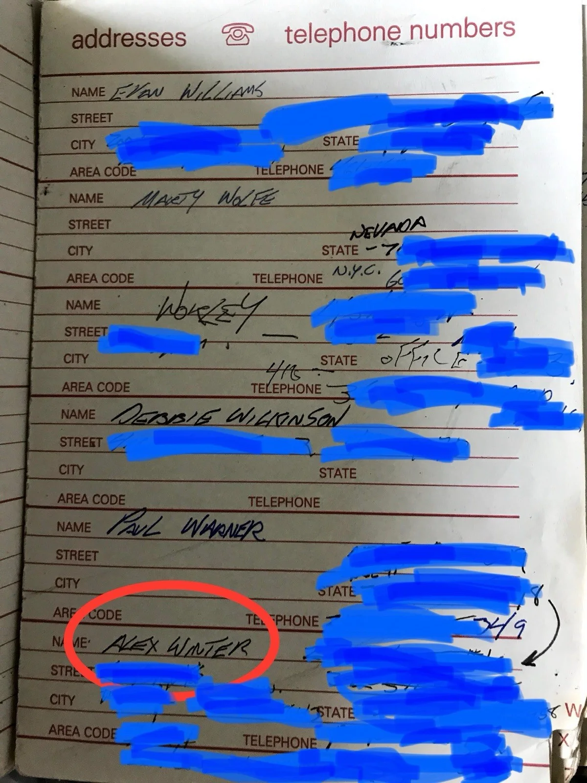 Keanu Reeves Personal Phone Book 1980-90s Matrix John Wick Neo, изображение 2