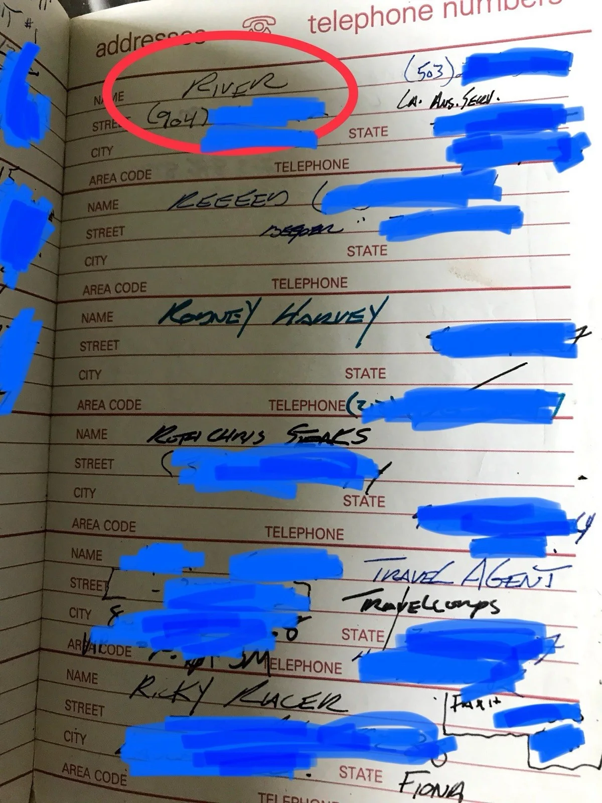 Keanu Reeves Personal Phone Book 1980-90s Matrix John Wick Neo, изображение 4