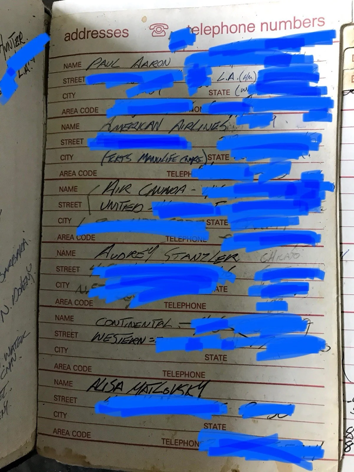 Keanu Reeves Personal Phone Book 1980-90s Matrix John Wick Neo, изображение 5