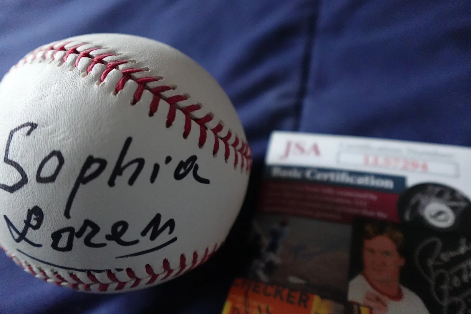 Sophia Loren Autographed MLB Baseball Italian Movie Actress JSA COA, изображение 2
