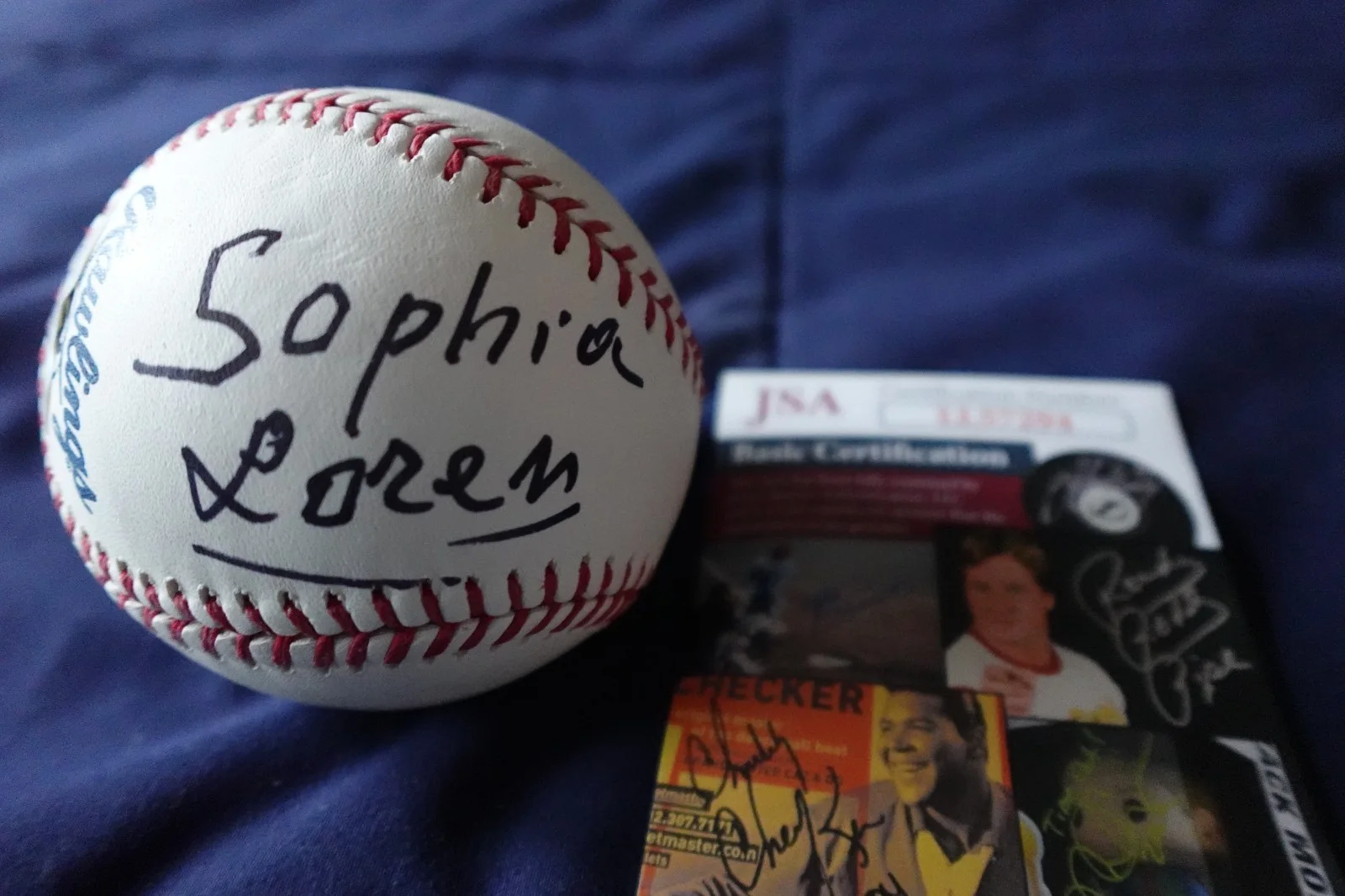 Sophia Loren Autographed MLB Baseball Italian Movie Actress JSA COA, изображение 3