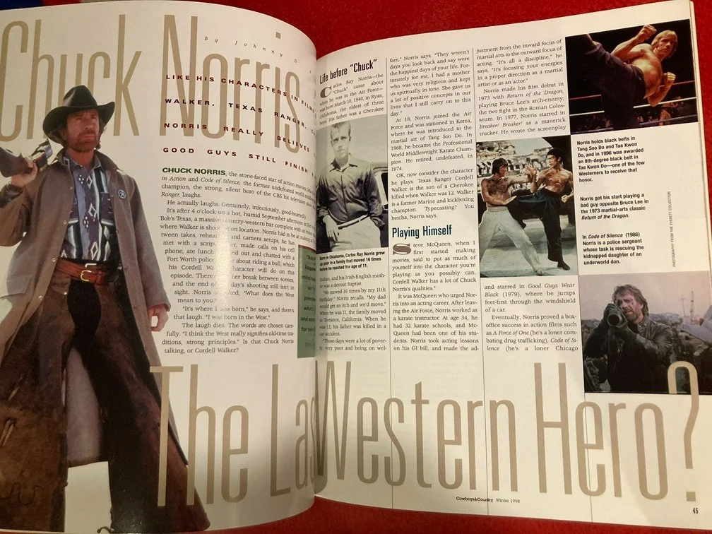Chuck Norris — JSA authentic auto'd CHUCK NORRIS signed Winter 1998 Cowboys & Country magazine, image 4