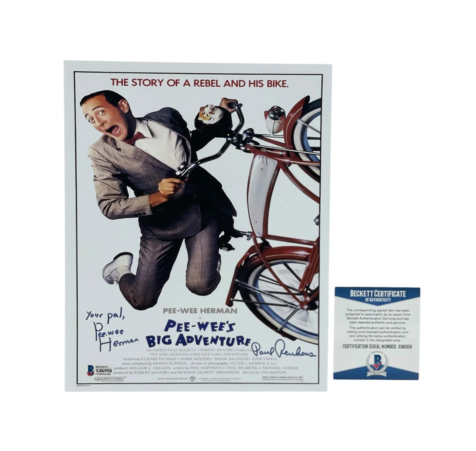 Paul Reubens — Pee Wee Herman Autographed Photo Paul Reubens Pee-Wee’s Big Adventure Signed BAS