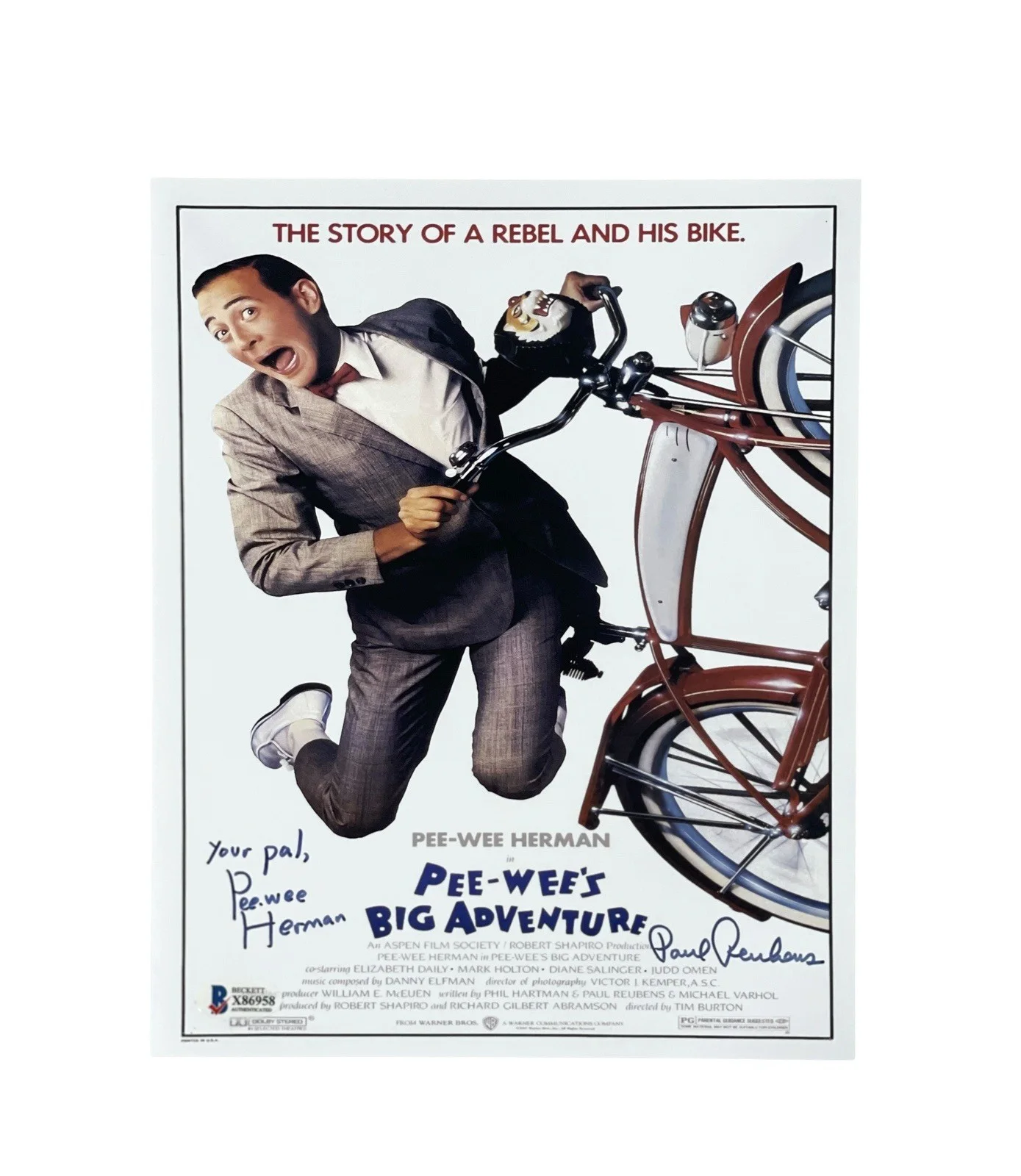 Paul Reubens — Pee Wee Herman Autographed Photo Paul Reubens Pee-Wee’s Big Adventure Signed BAS, image 2