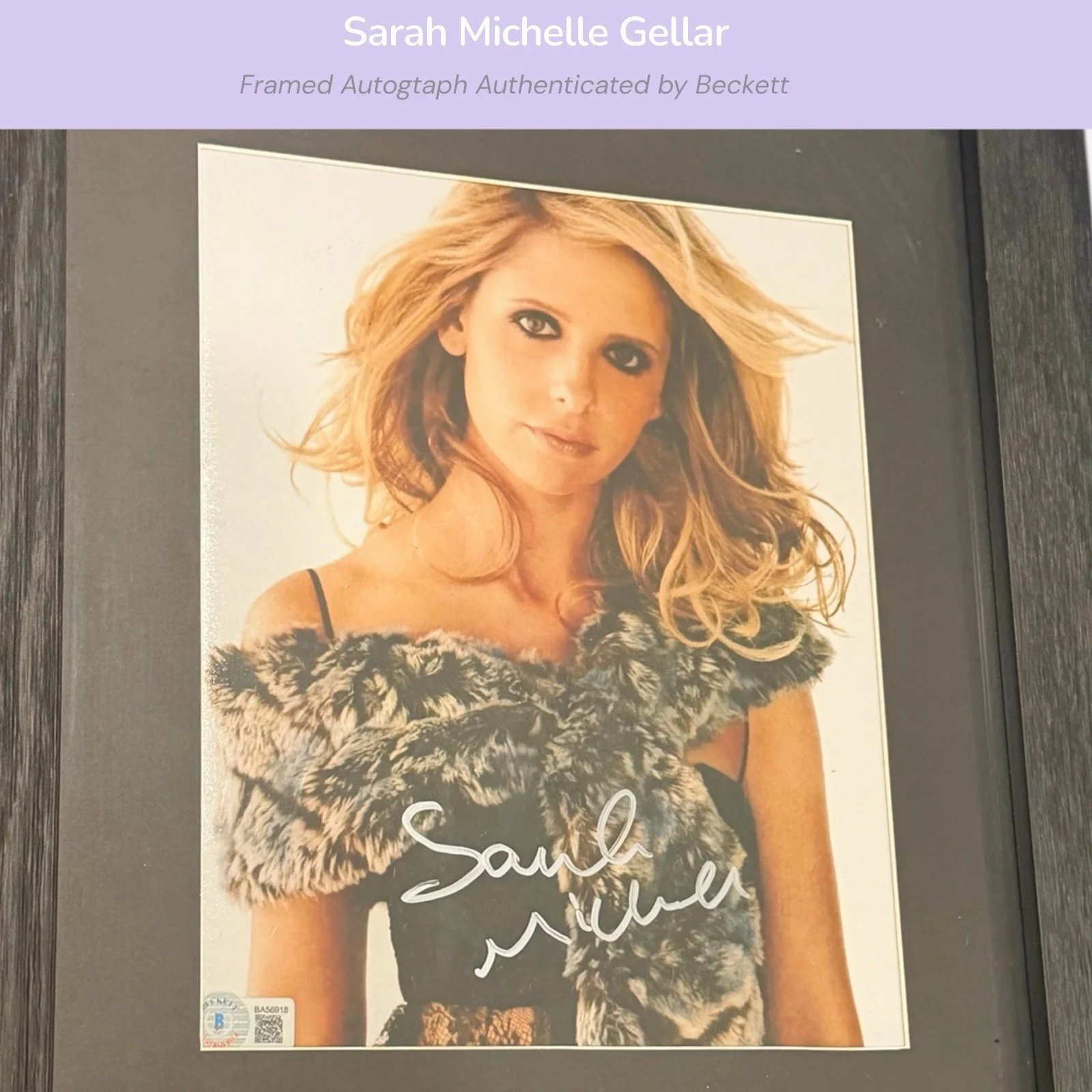 Sarah Michelle Gellar — Sarah Michelle Gellar Authentic Signed Framed 11x14 W/ Beckett COA BAS 8x10, image 5