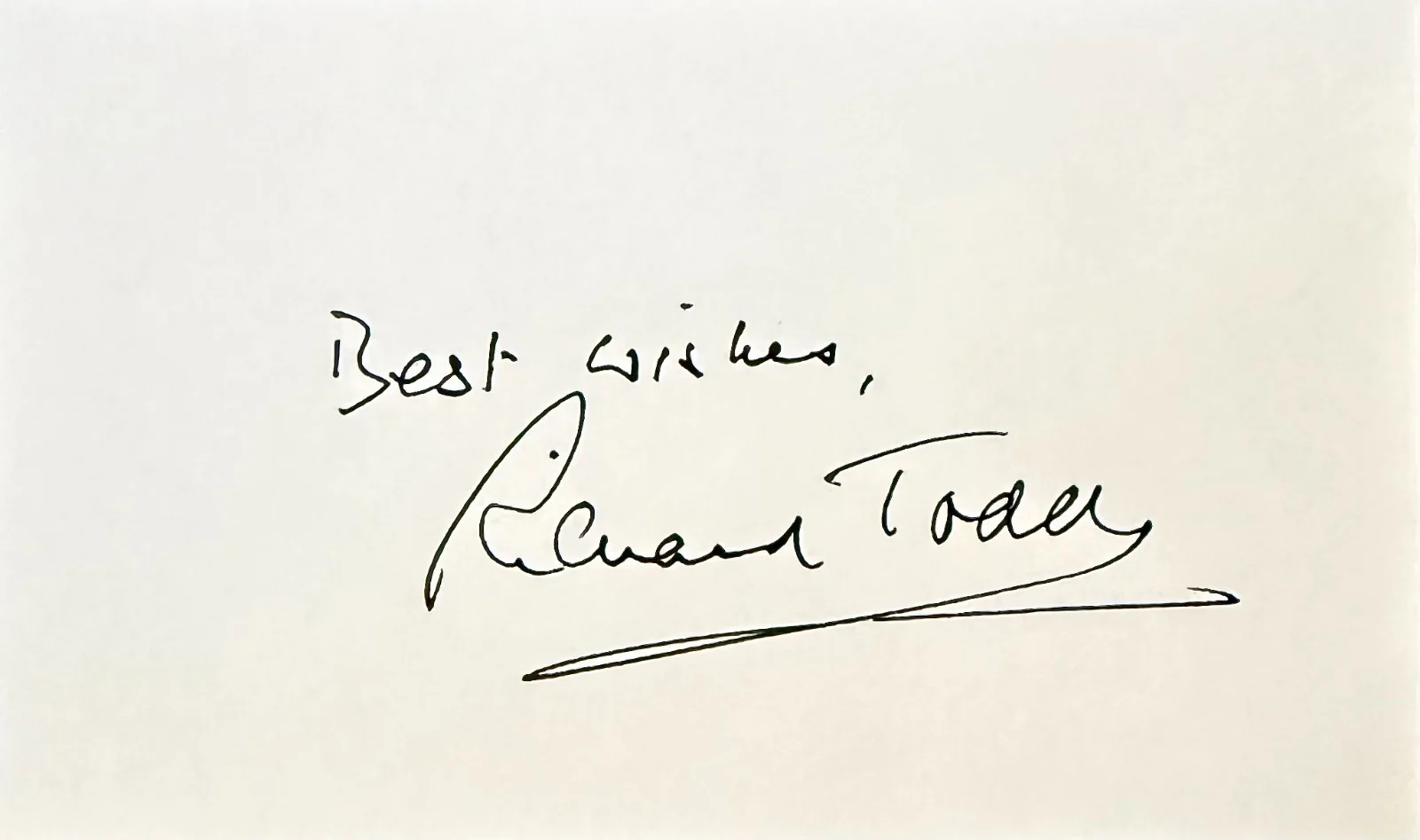 Richard Todd — RICHARD TODD Signed Autographed 3"x 5" INDEX CARD Stage Fright THE HASTY HEART