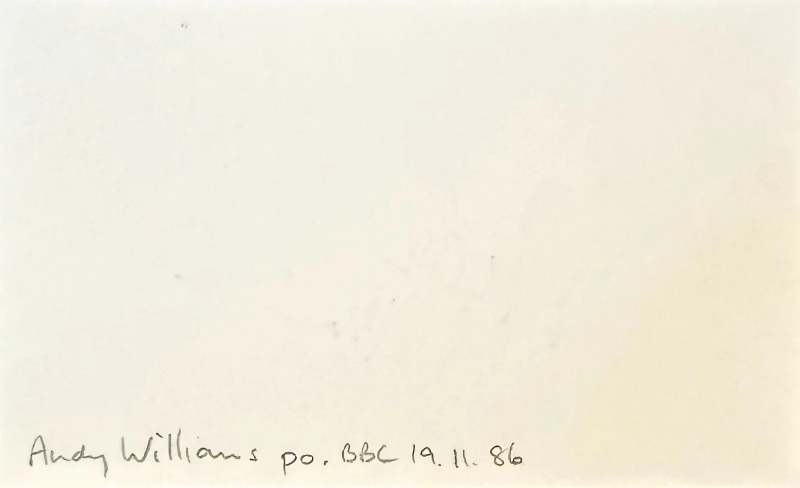 ANDY WILLIAMS Signed Autographed 3"x 5" INDEX CARD The Impossible Dream SINGER, image 2