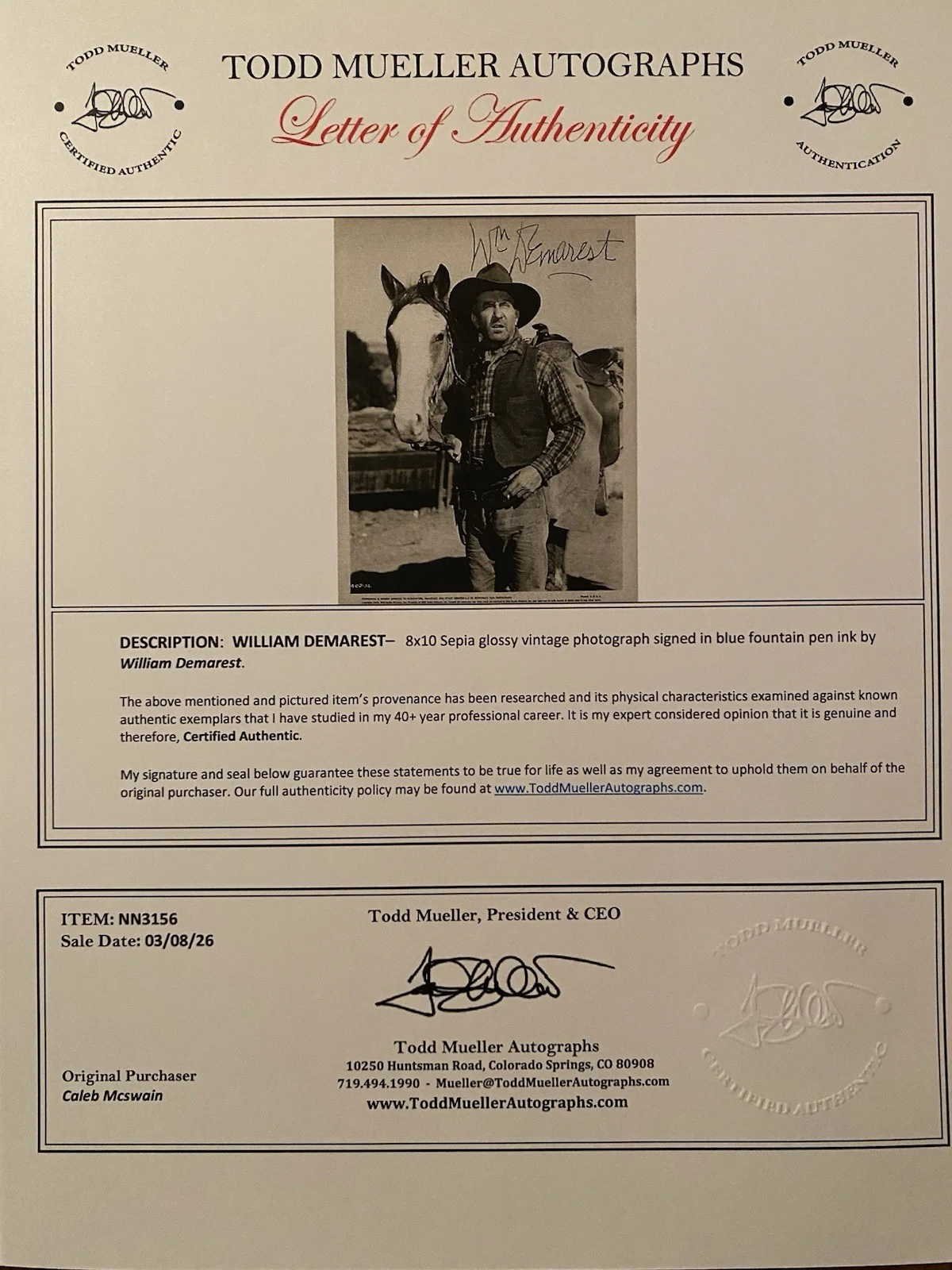 William Demarest — William Demarest Signed Autographed Photo With COA The Far Horizons Along Came J, изображение 4