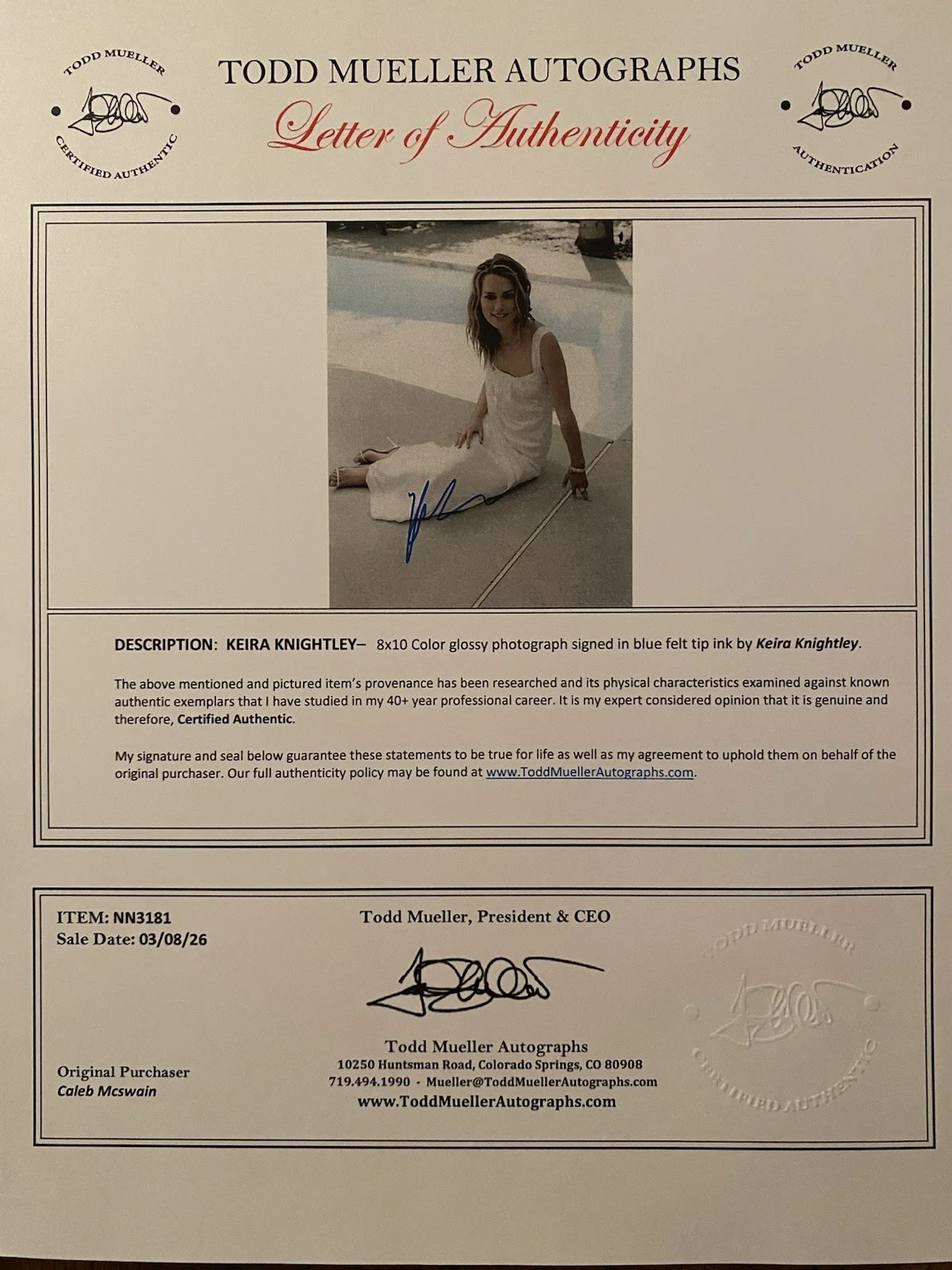 Keira Knightley — Keira Knightley Signed Autographed Photo With COA Pirates Of The Caribbean Pride, изображение 4