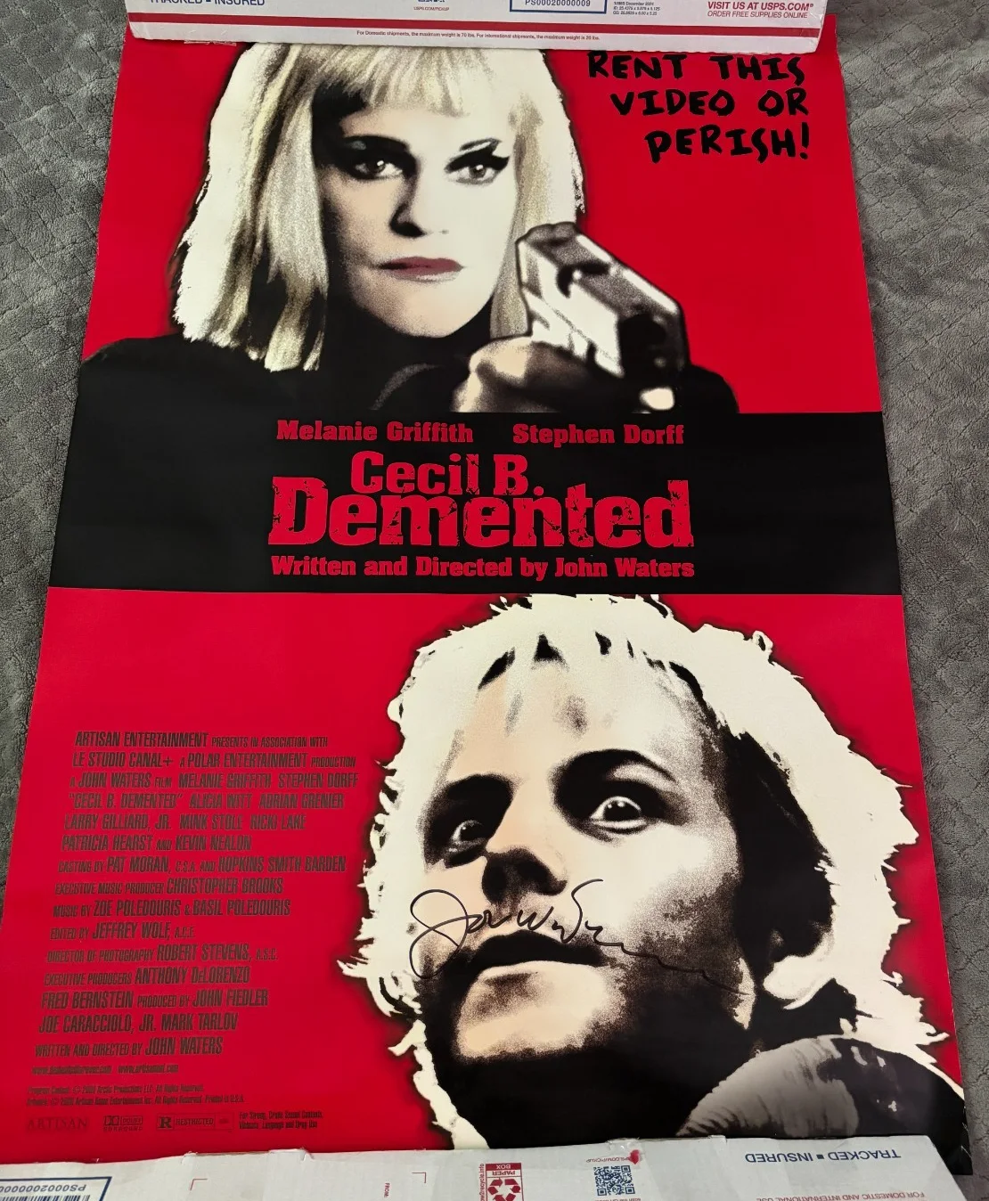 John Waters — Vintage 2000 JOHN WATERS signed Cecil B. Demented poster 27x40" Rare