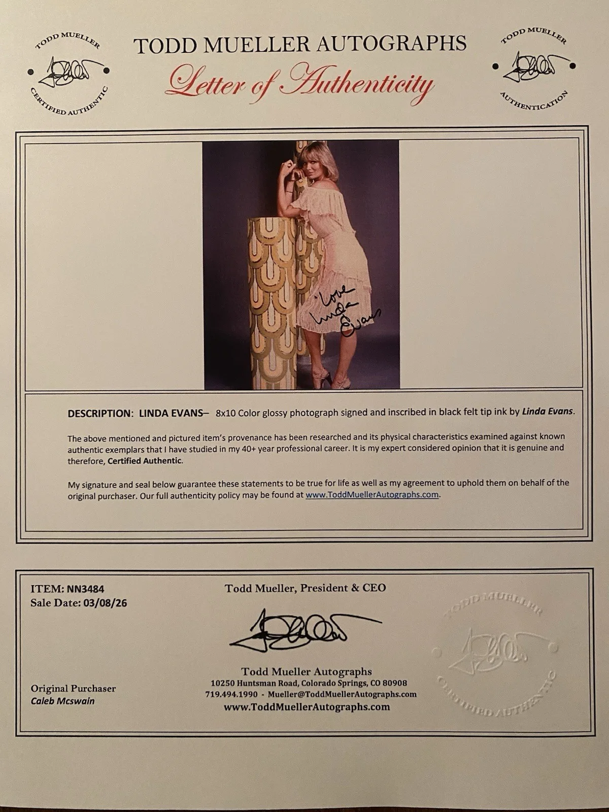 Linda Evans — Linda Evans Signed Autographed Photo With COA Dynasty Krystle Carrington, изображение 4
