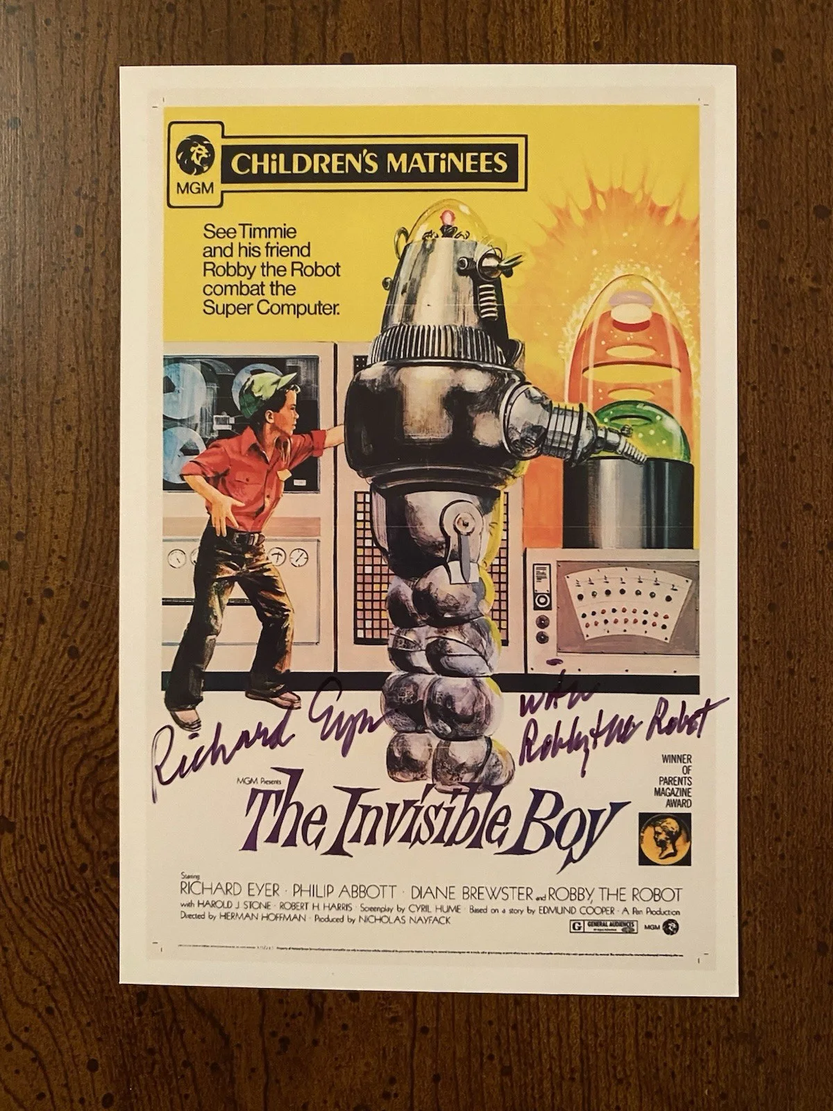 Richard Eyer — Richard Eyer Signed Autographed Photo The Invisible Boy Inscription
