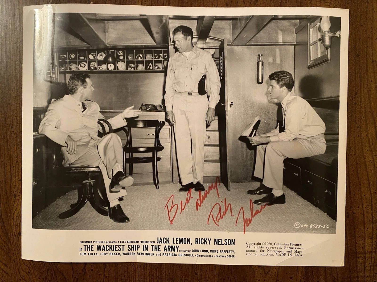 Ricky Nelson — Ricky Nelson Signed Autographed Photo w/ COA The Wackiest Ship In The Army RARE