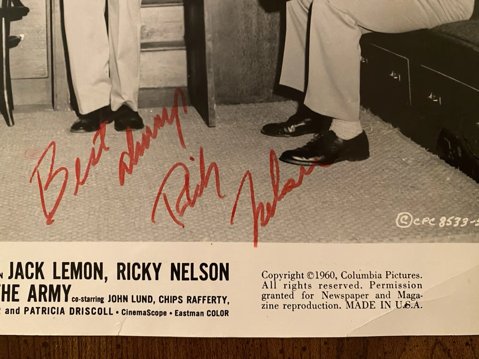 Ricky Nelson — Ricky Nelson Signed Autographed Photo w/ COA The Wackiest Ship In The Army RARE, изображение 2