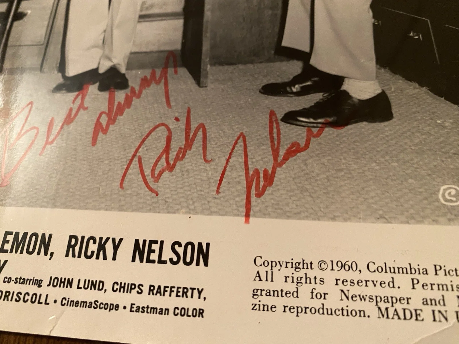 Ricky Nelson — Ricky Nelson Signed Autographed Photo w/ COA The Wackiest Ship In The Army RARE, изображение 3