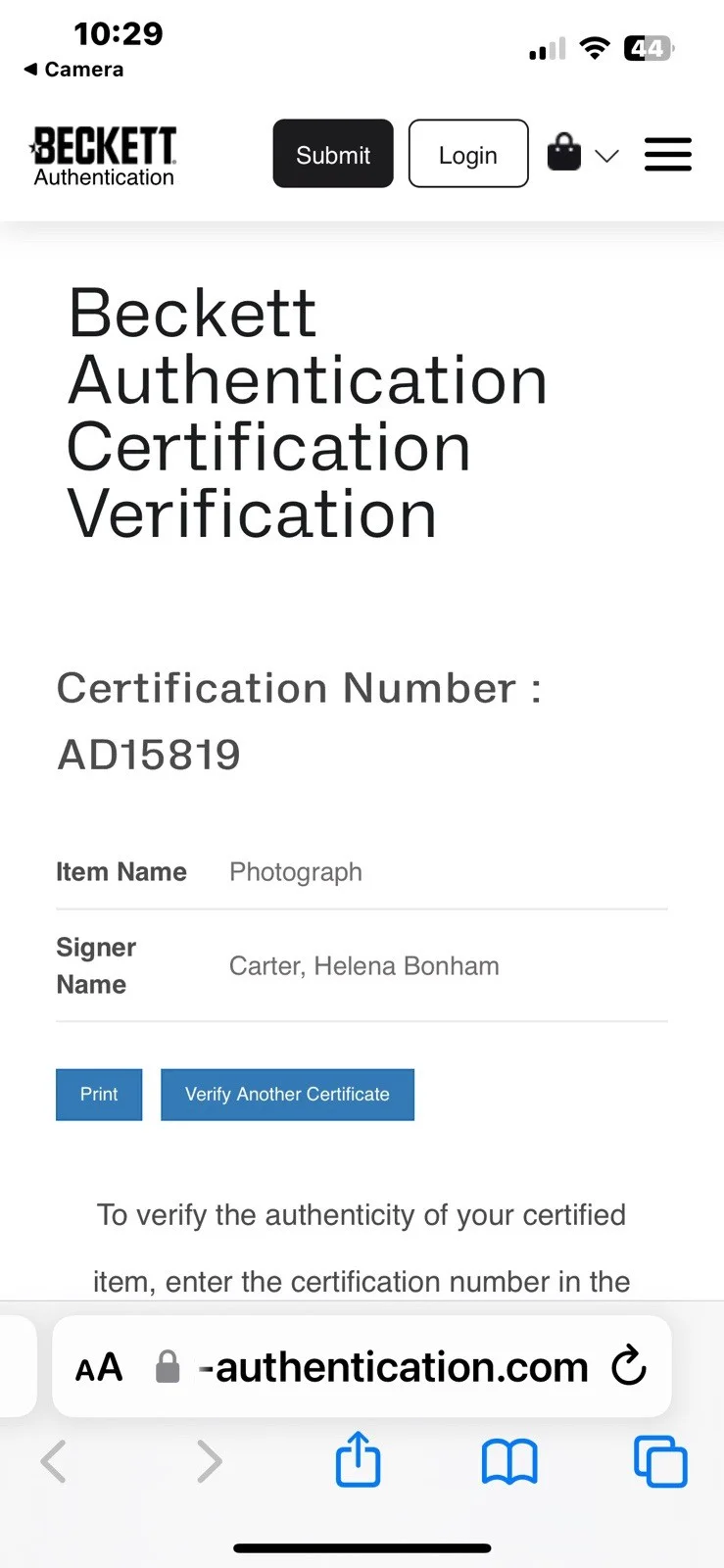 Helena Bonham Carter — Helena Bonham Carter Fight Club Autographed Signed 11x17 Photo Beckett Cert, изображение 4