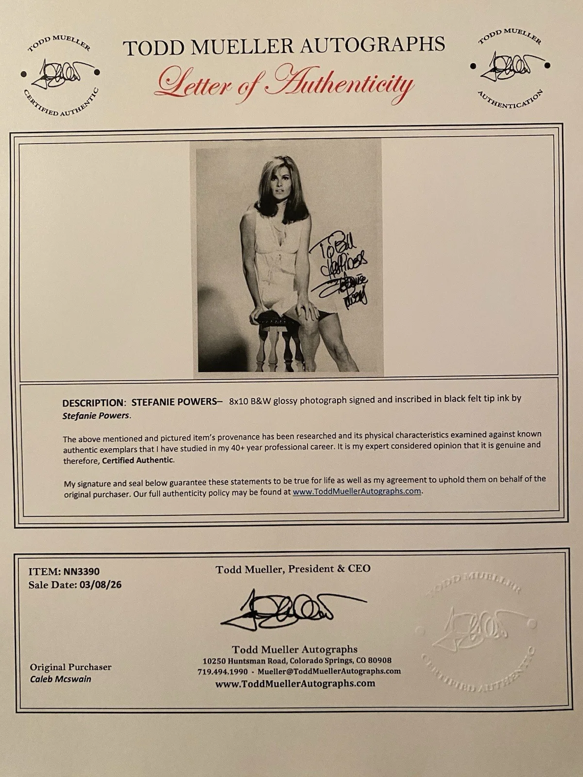 Stefanie Powers — Stefanie Powers Signed Autographed Photo With COA The Girl From UNCLE Stagecoach, изображение 4