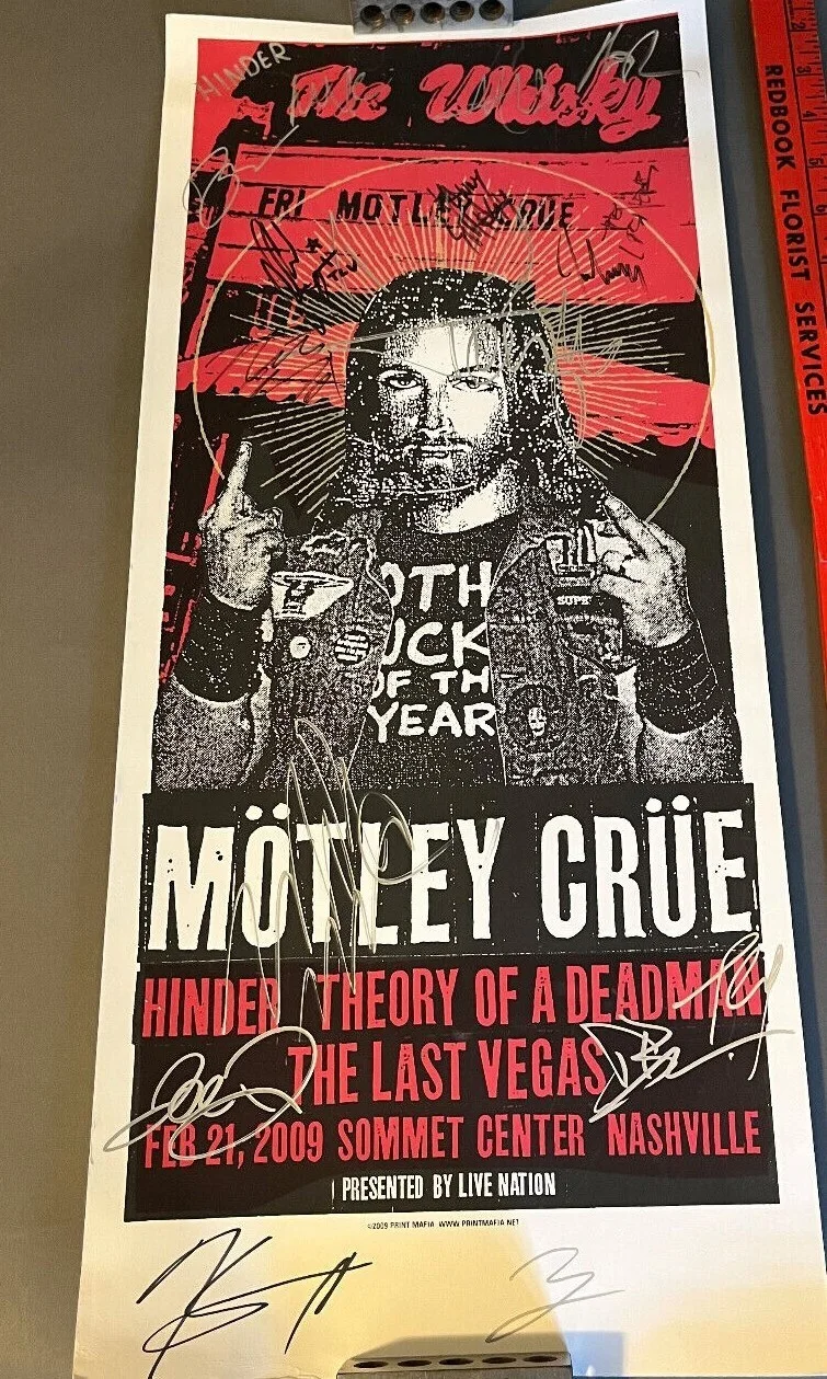 MOTLEY CRUE FULLY SIGNED POSTER W/ OTHER ACTS FULL COA ROGER EPPERSON NICE SIGS!, image 4