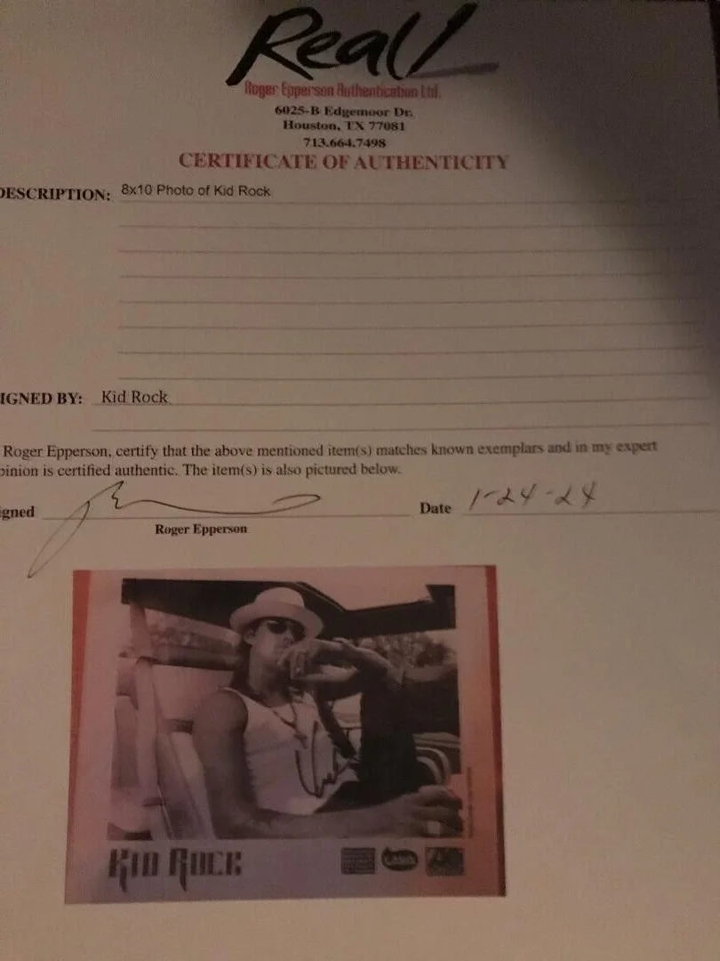 KID ROCK FULL NAME SIGNED PROMO PHOTO FULL COA FROM ROGER EPPERSON NICE!!, image 3
