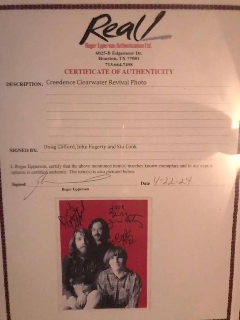 CCR FULLY SIGNED 8 X 10 PHOTO X3 FULL COA ROGER EPPERSON NICE SIGS11, image 2