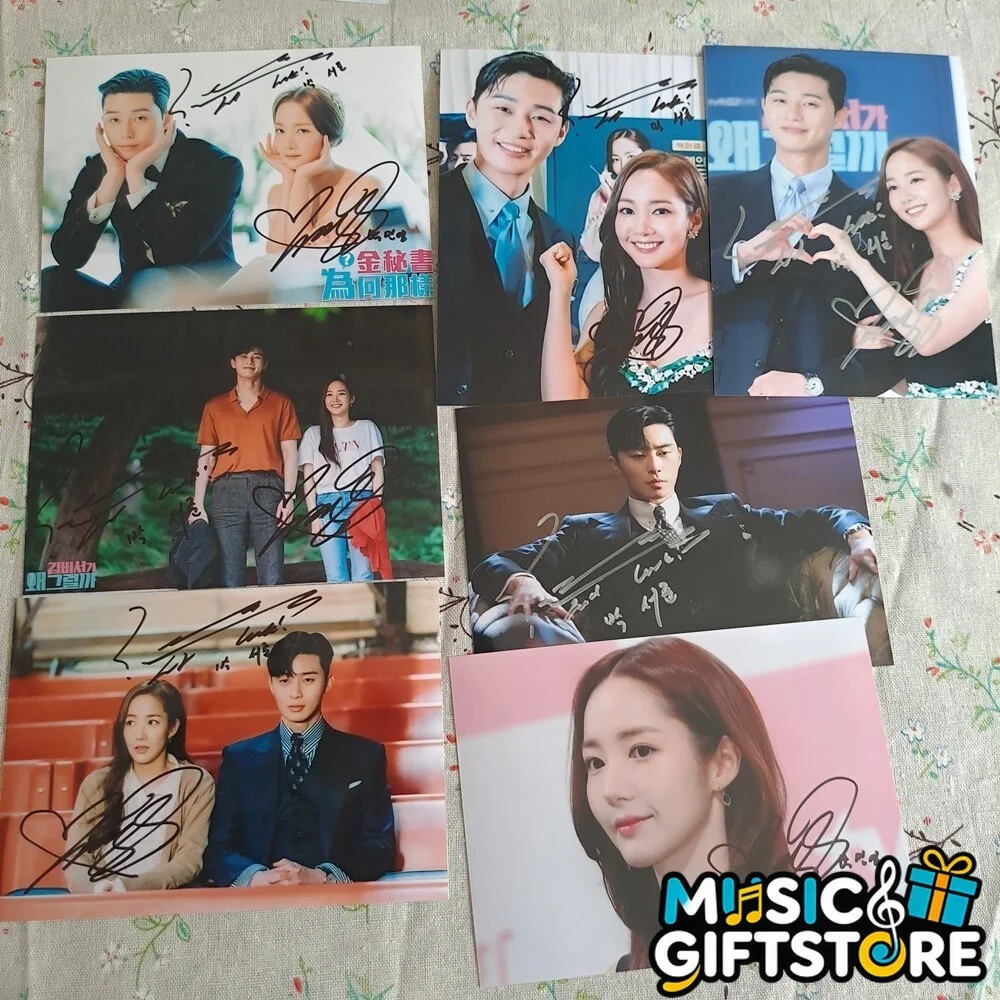 What‘s Wrong With Secretary Kim Park Seo Jun Park Min Young Photo Autographed B, image 2
