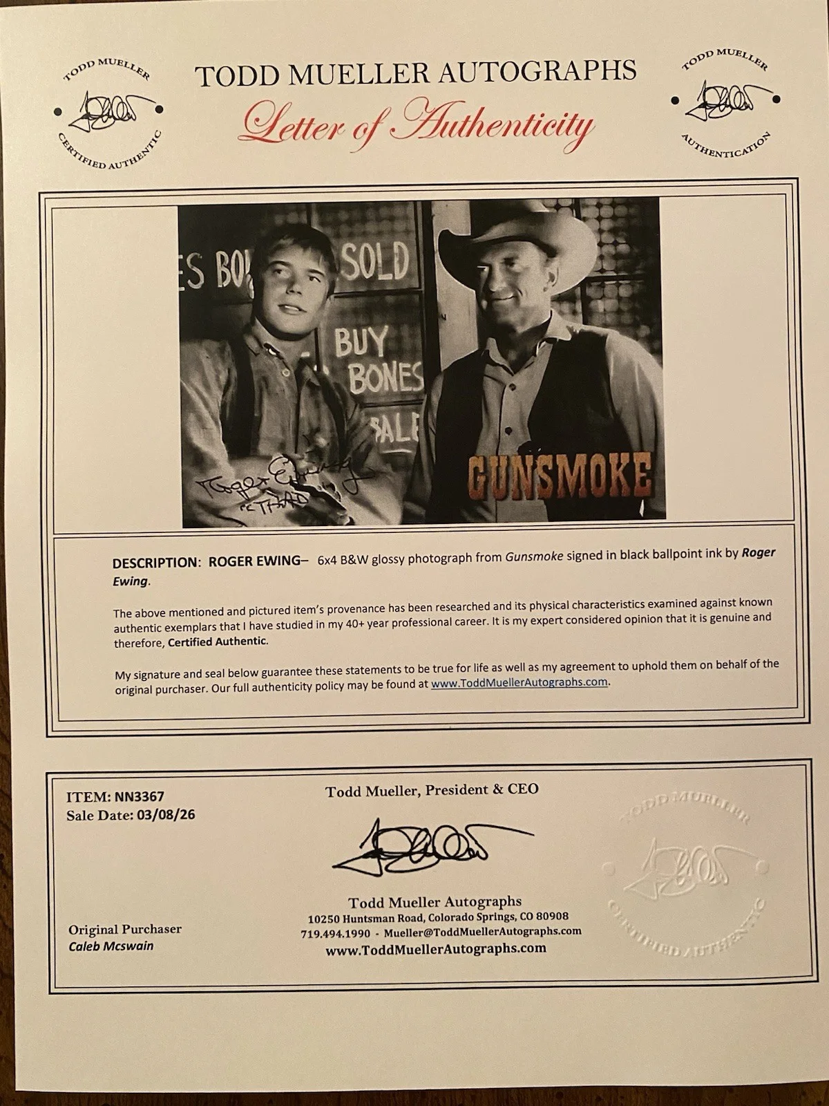 Roger Ewing — Roger Ewing Signed Autographed Photo With COA Thad Gunsmoke Western, изображение 4