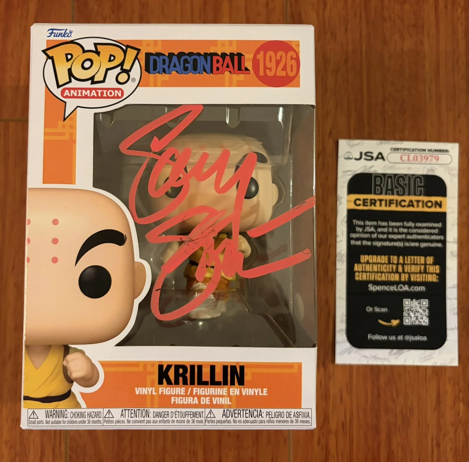 Sonny Strait — Sonny Strait Signed Funko Pop DBZ Krillin Dragon Ball Z Auto JSA 1926 Saiyan