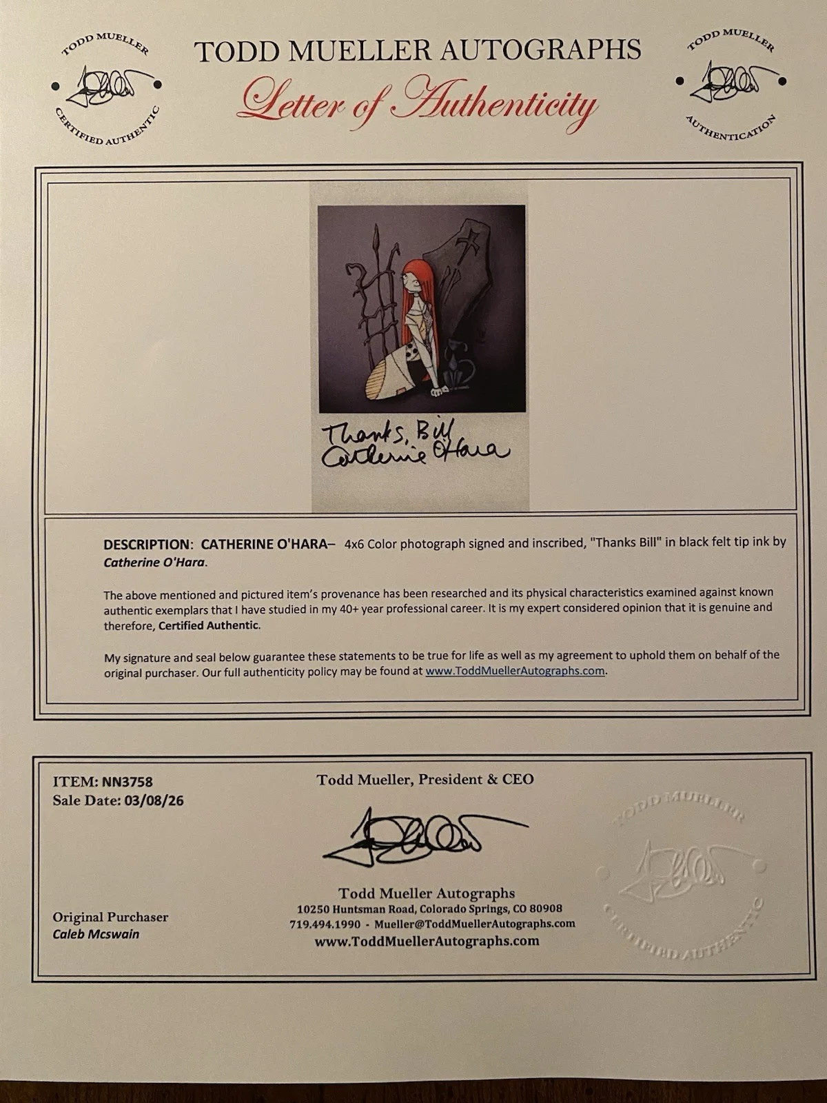 Catherine O’Hara — Catherine O’Hara Signed Autographed Photo With COA Nightmare Before Christmas, изображение 4