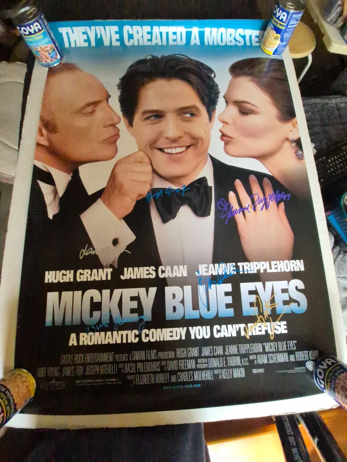 SEE BELOW — MICKEY BLUE EYES -HUGH GRANT CAST SIGNED-THE MOVIE TPOSTER-w/COA ekim, image 4