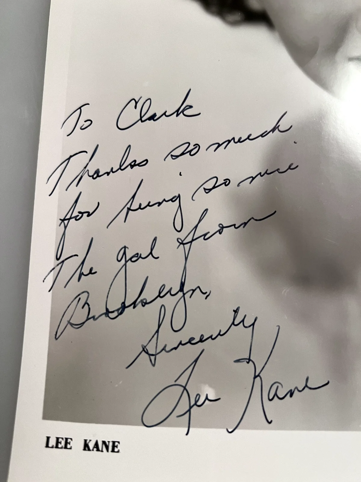 Celebrity Autograph LEE KANE Signed Celebrity Photo WJR Clark Reid Detroit, изображение 2